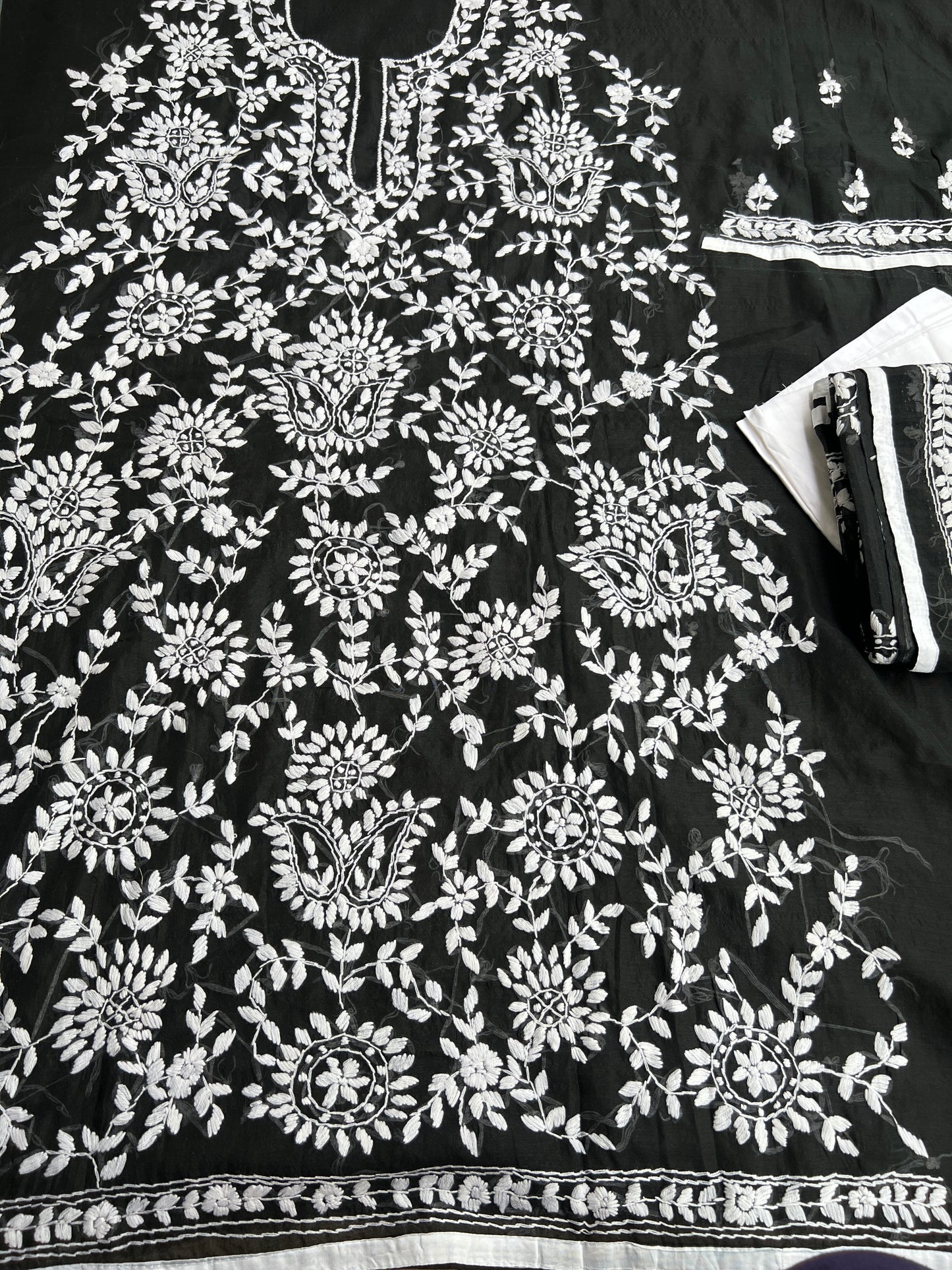 Evergreen Black and White Phulkari Edit