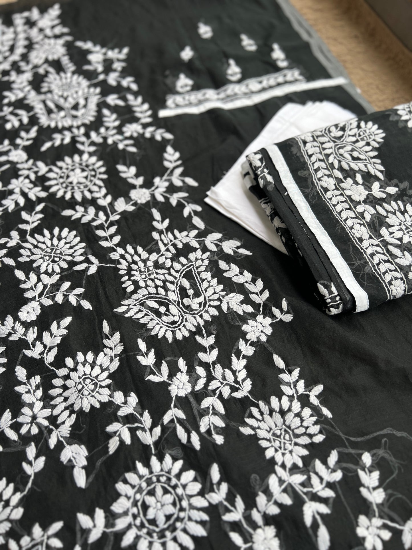Evergreen Black and White Phulkari Edit