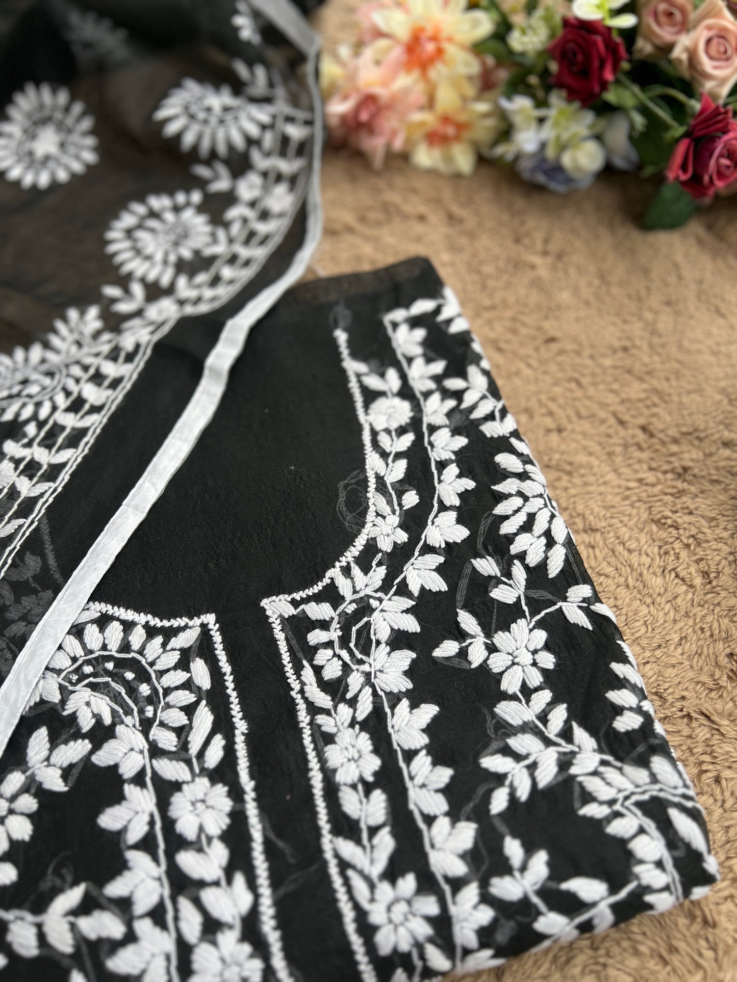 Evergreen Black and White Phulkari Edit