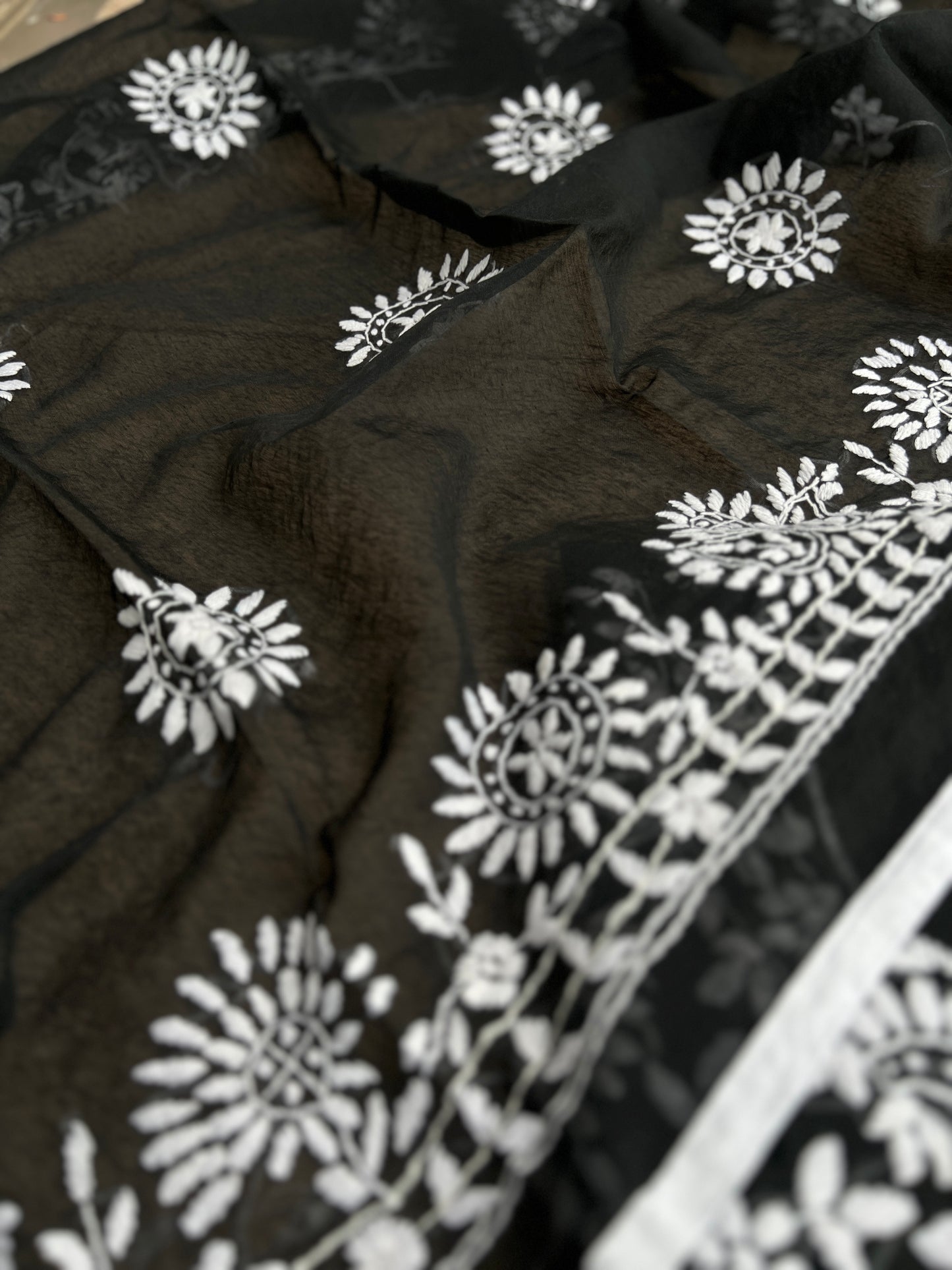 Evergreen Black and White Phulkari Edit