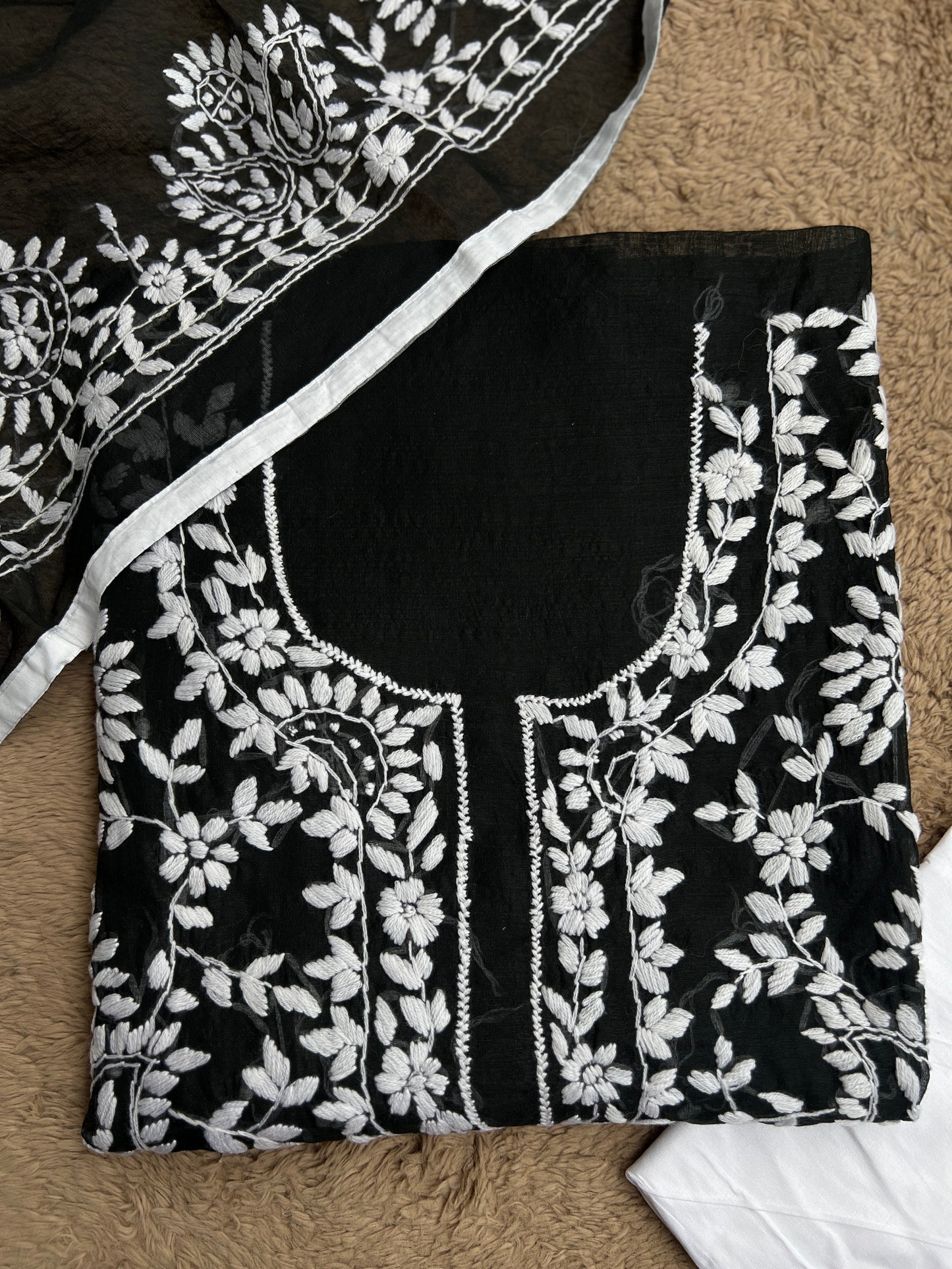 Evergreen Black and White Phulkari Edit