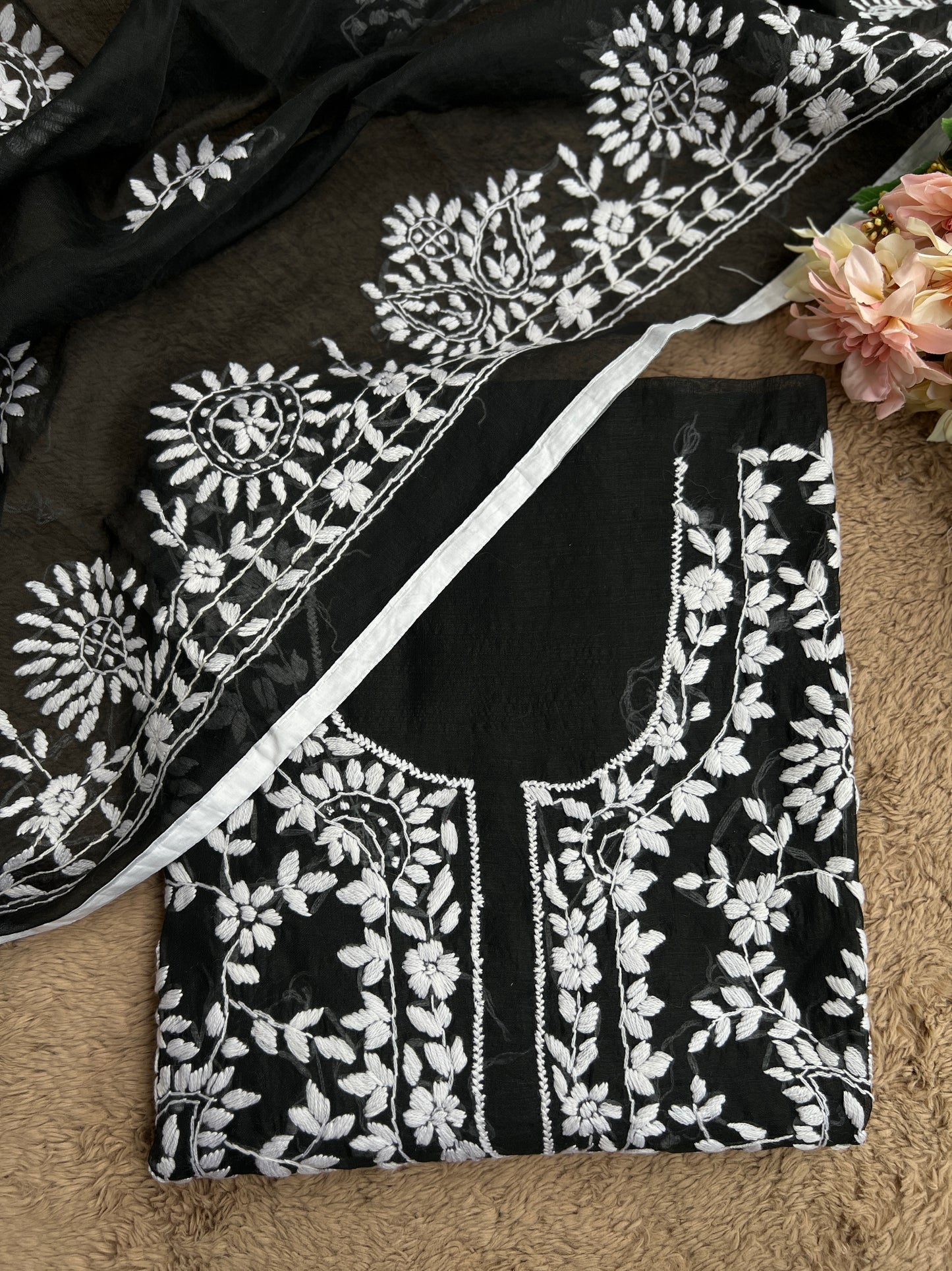 Evergreen Black and White Phulkari Edit