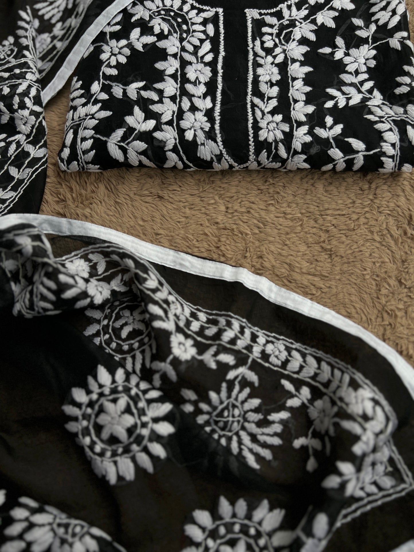 Evergreen Black and White Phulkari Edit