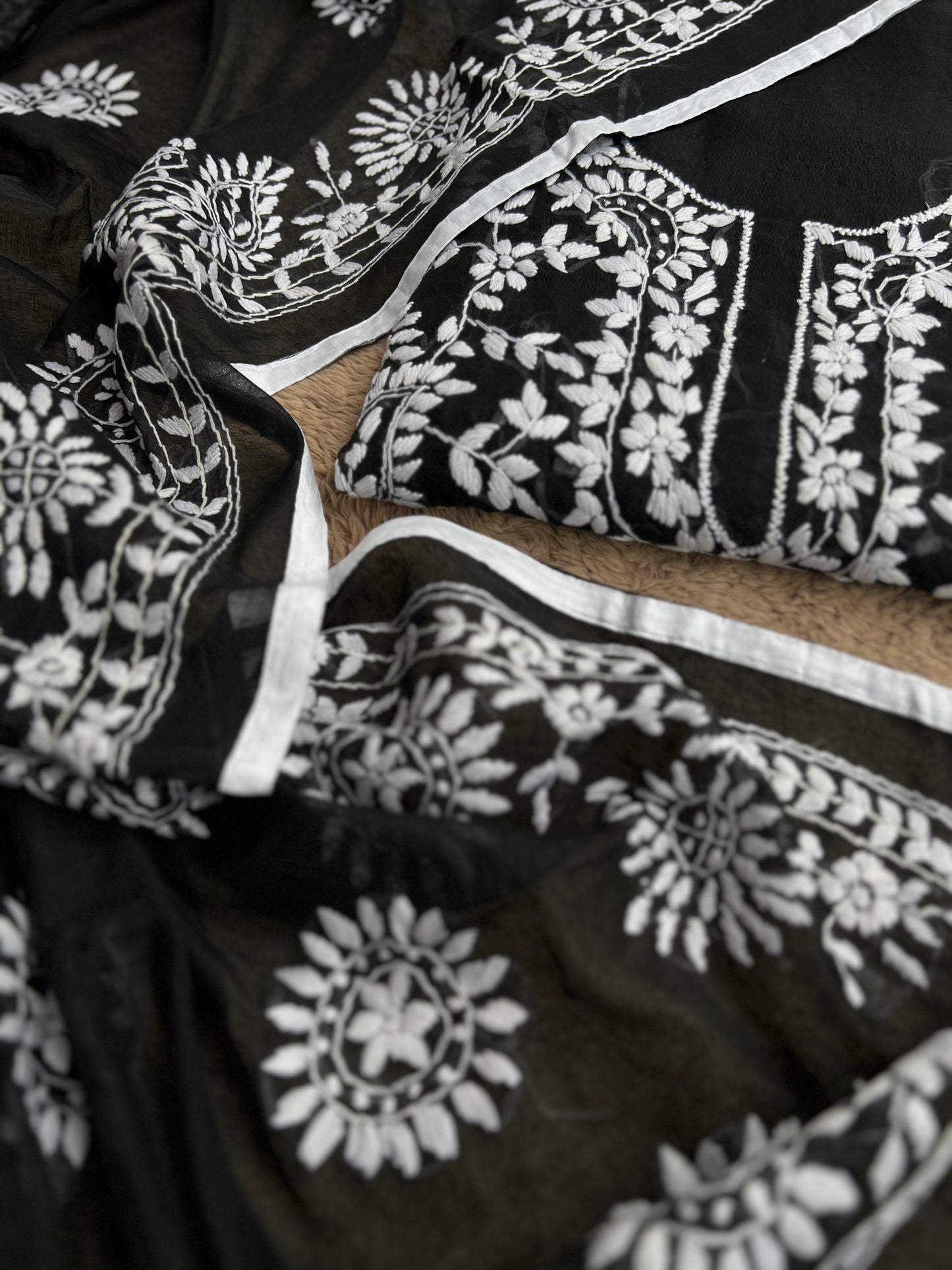 Evergreen Black and White Phulkari Edit