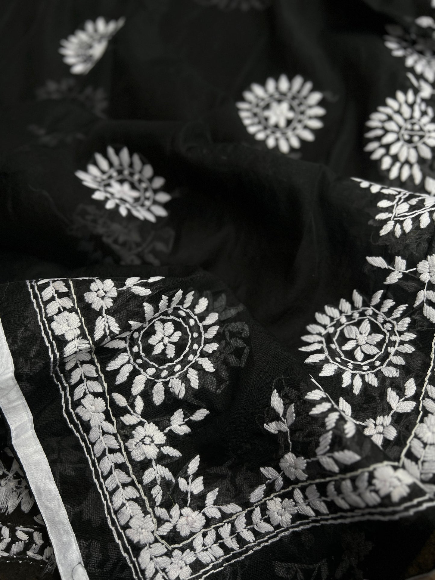 Evergreen Black and White Phulkari Edit