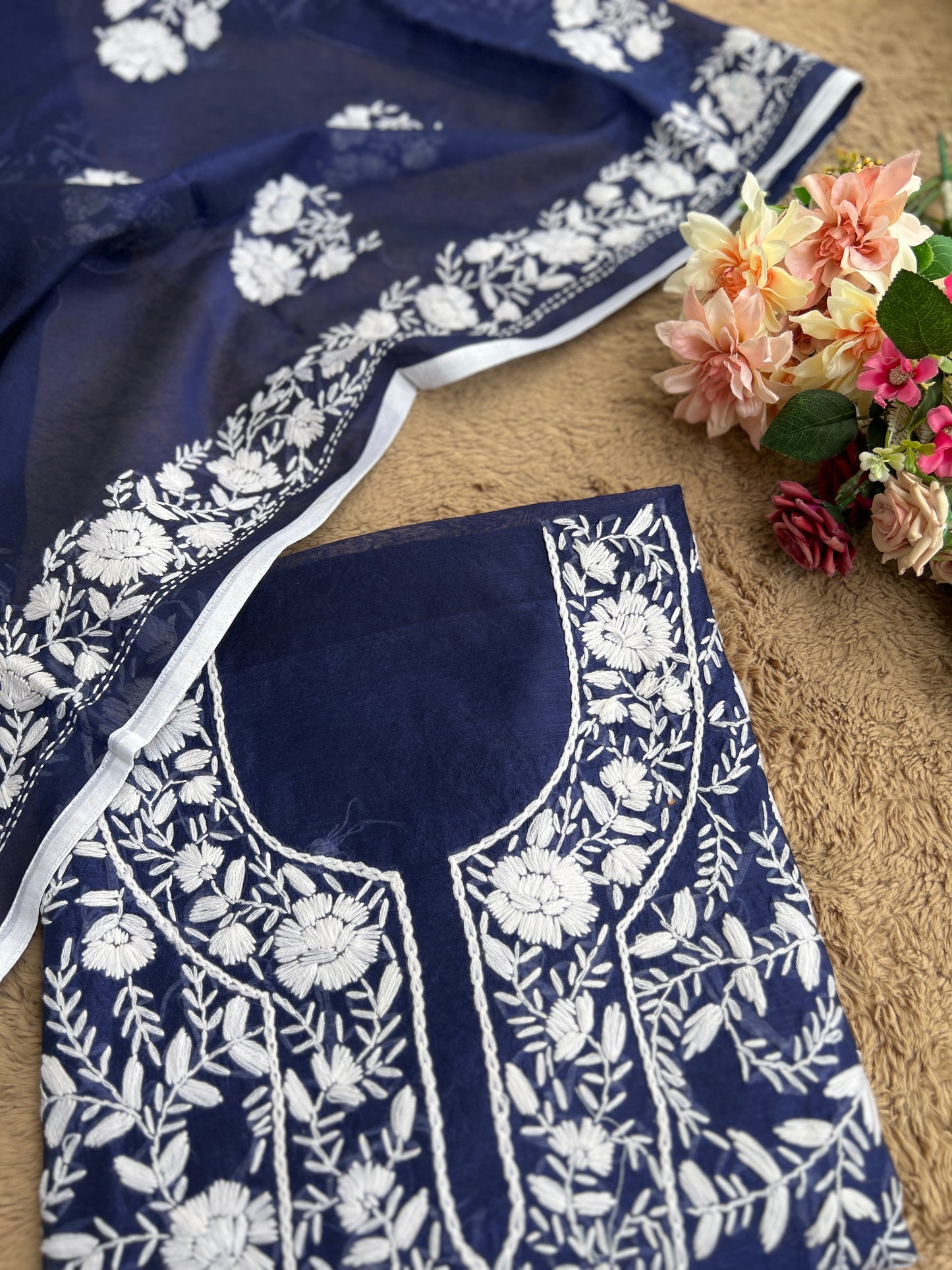 Royal Blue Phulkari Ensemble