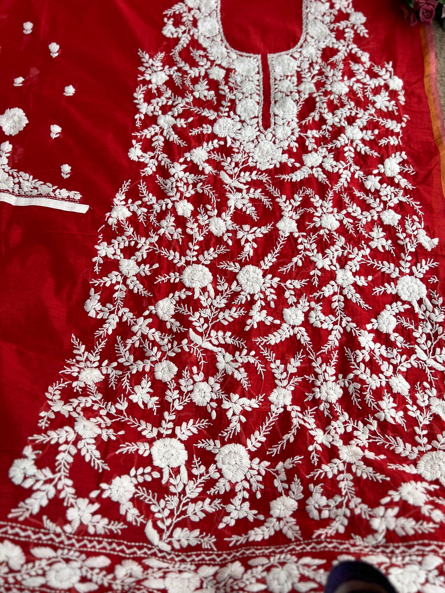 Crimson Red Phulkari Elegance