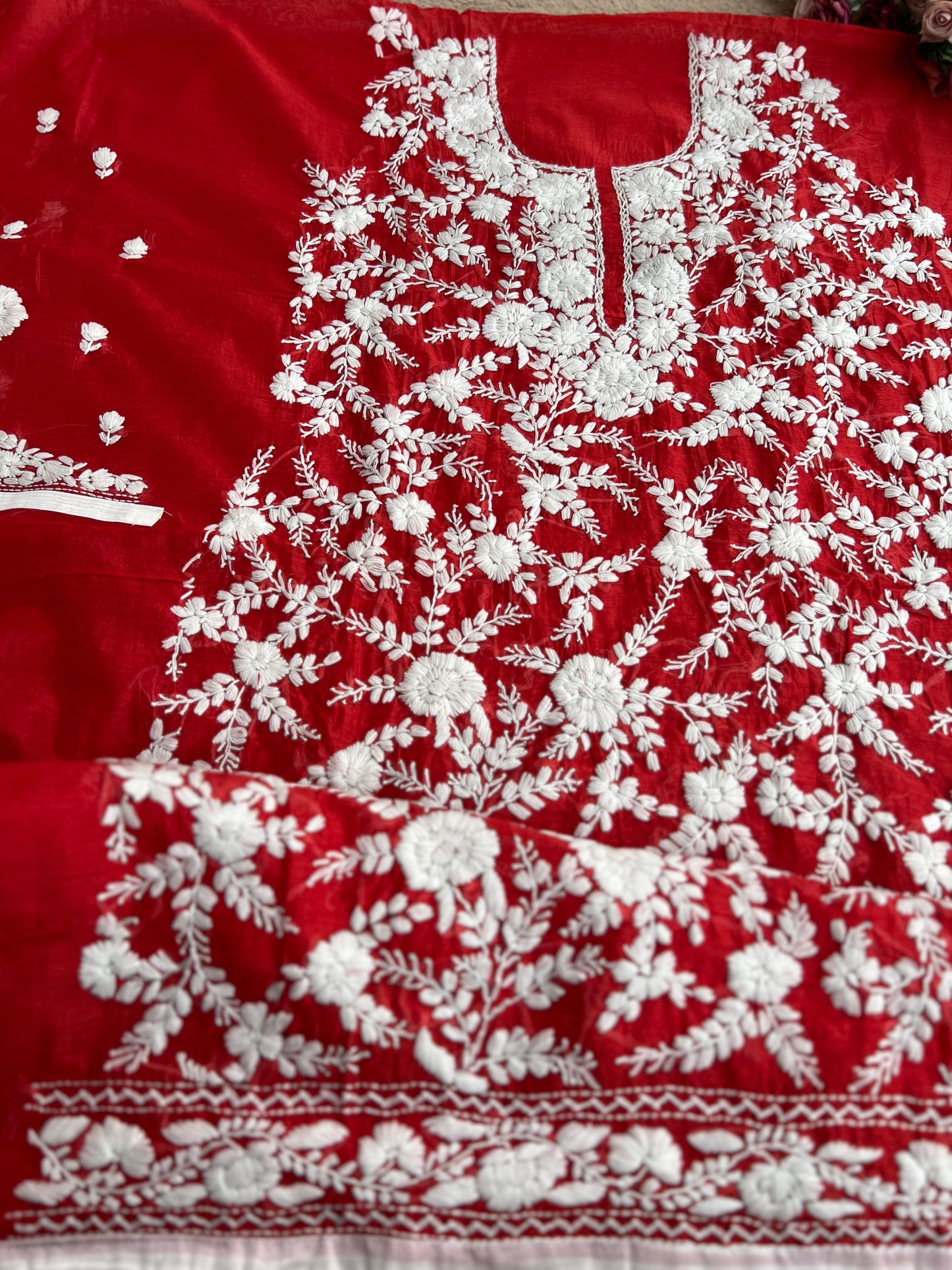 Crimson Red Phulkari Elegance