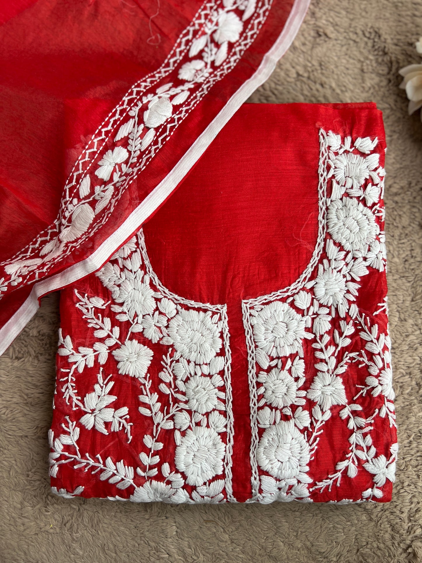Crimson Red Phulkari Elegance