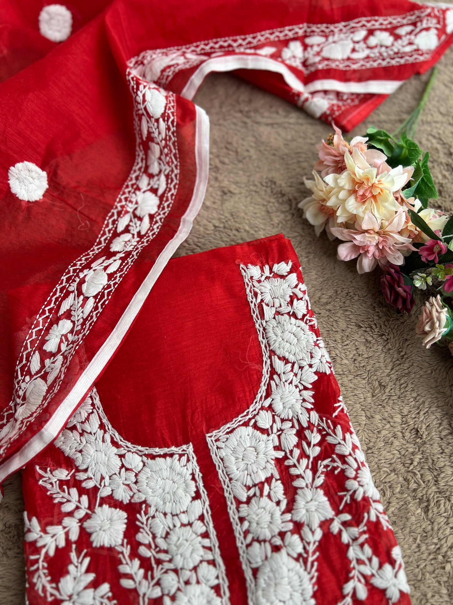 Crimson Red Phulkari Elegance