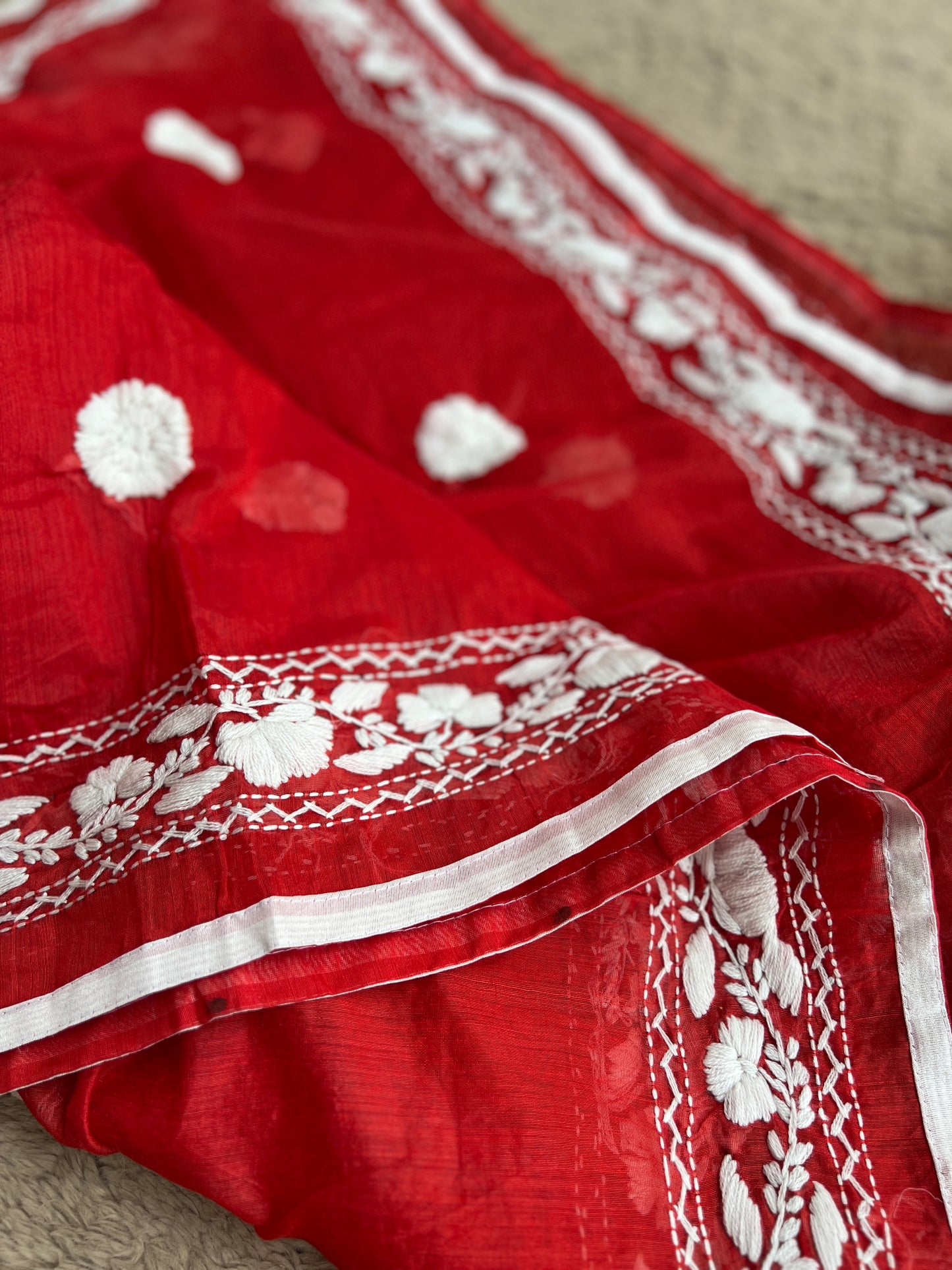 Crimson Red Phulkari Elegance