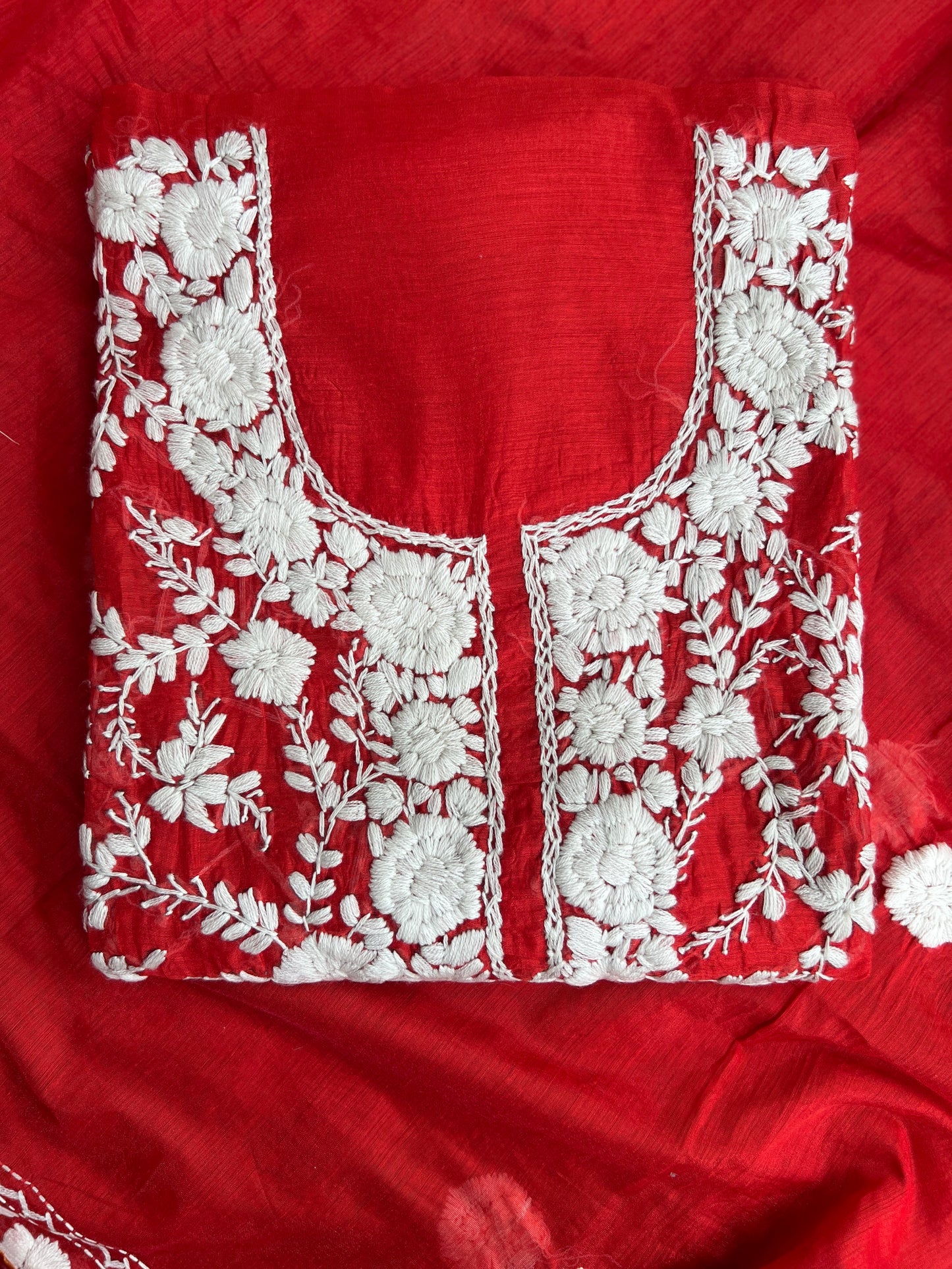 Crimson Red Phulkari Elegance