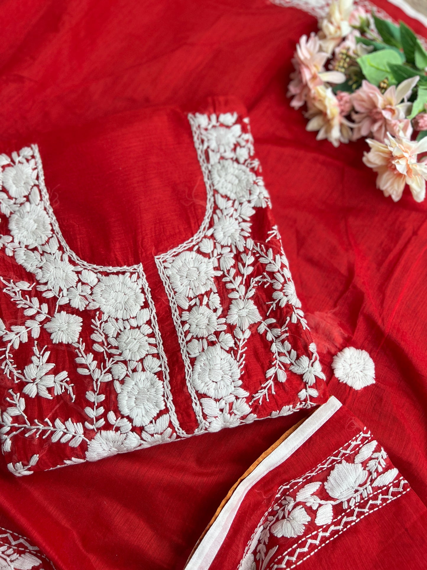 Crimson Red Phulkari Elegance