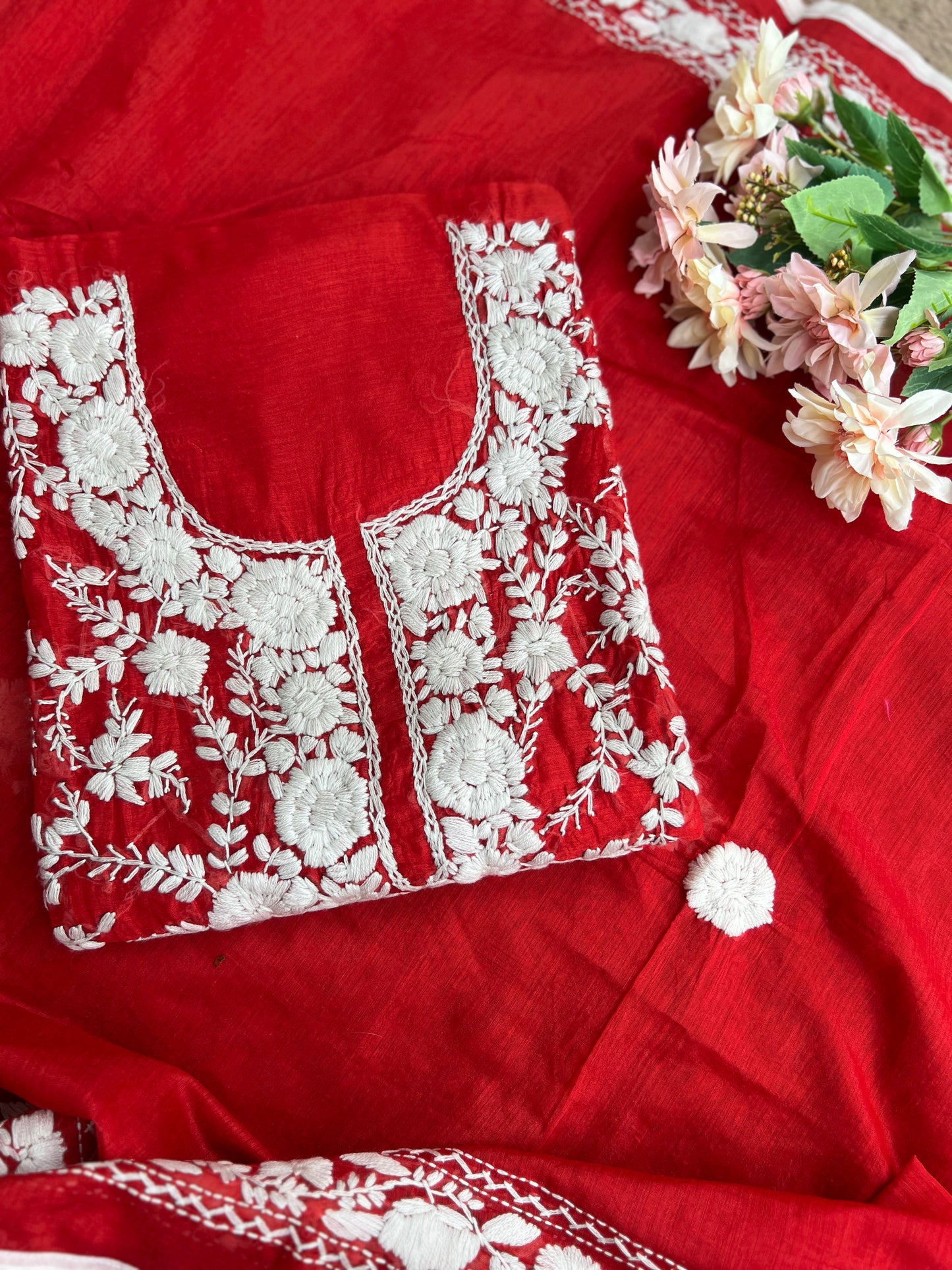 Crimson Red Phulkari Elegance