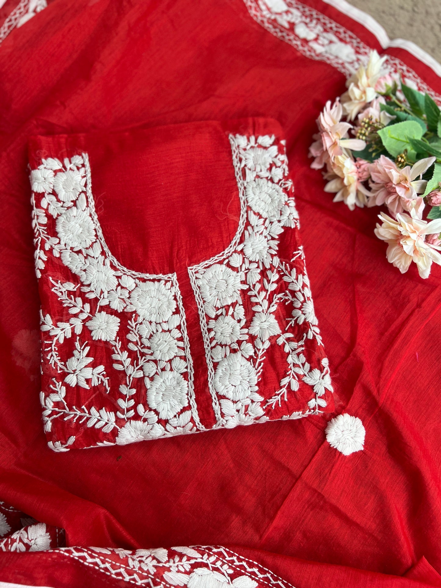 Crimson Red Phulkari Elegance