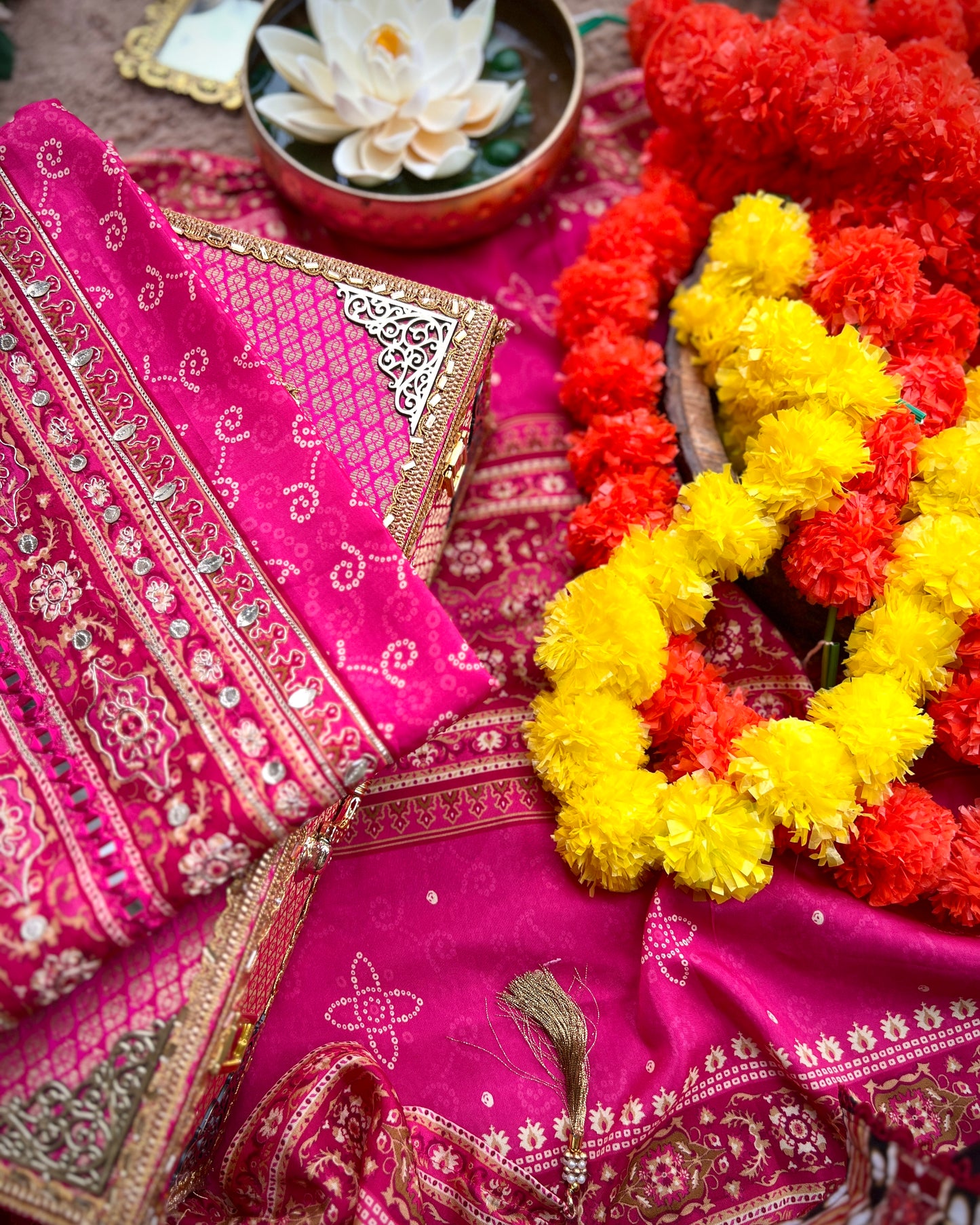 Timeless Bandhni with Hand Embroidery β Silk Elegance