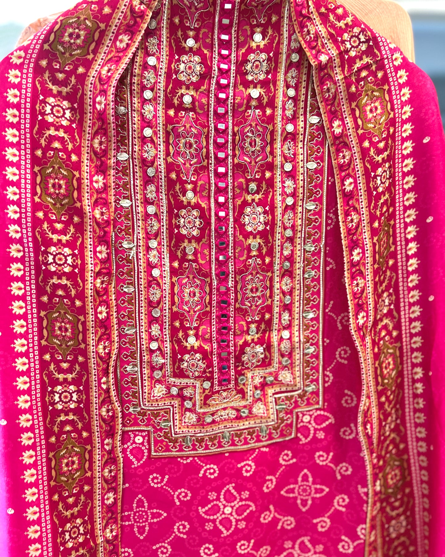 Timeless Bandhni with Hand Embroidery β Silk Elegance