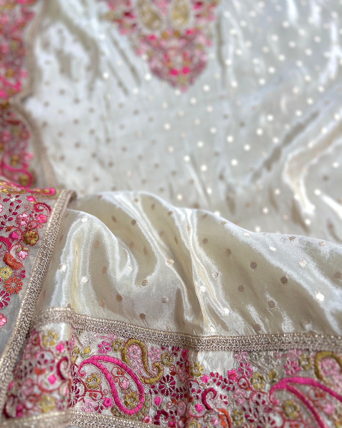Premium Shimmer Silk Elegance with Embroidered Detailing