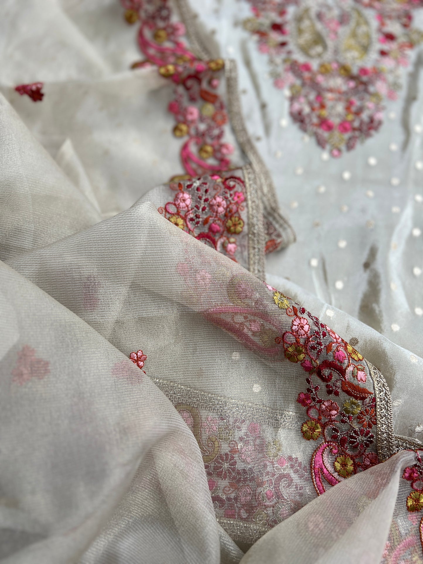 Premium Shimmer Silk Elegance with Embroidered Detailing