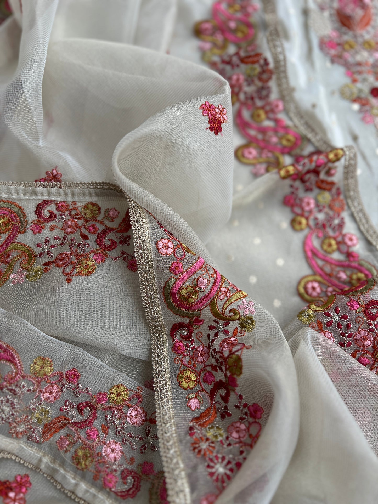 Premium Shimmer Silk Elegance with Embroidered Detailing