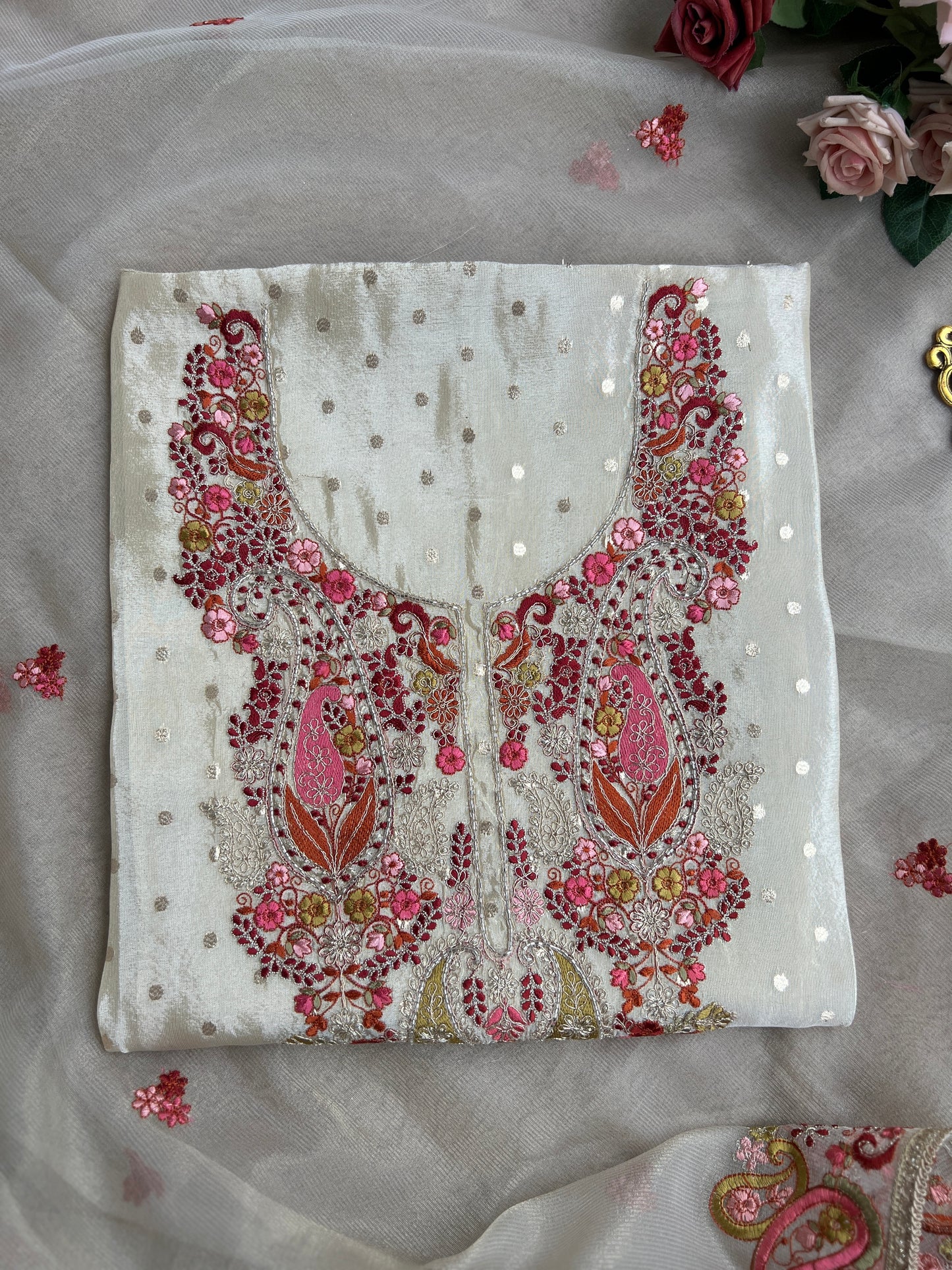 Premium Shimmer Silk Elegance with Embroidered Detailing