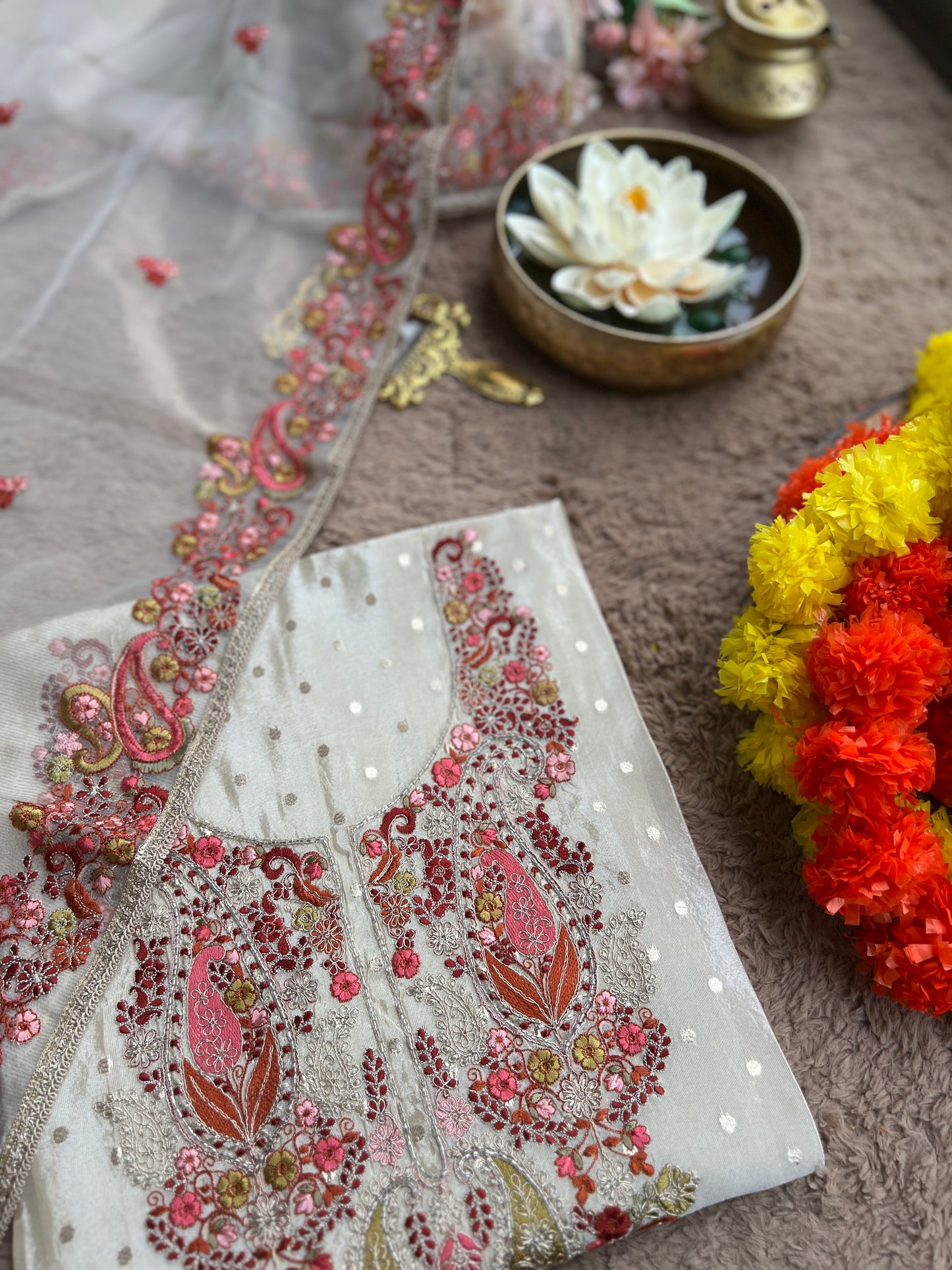 Premium Shimmer Silk Elegance with Embroidered Detailing