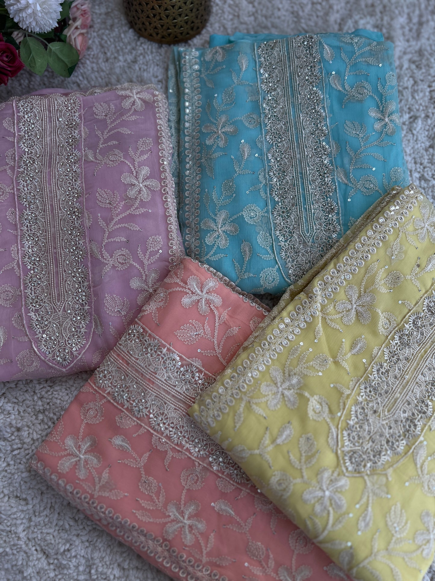 Dazzling Pure Chiffon Chikankari Salwar suit