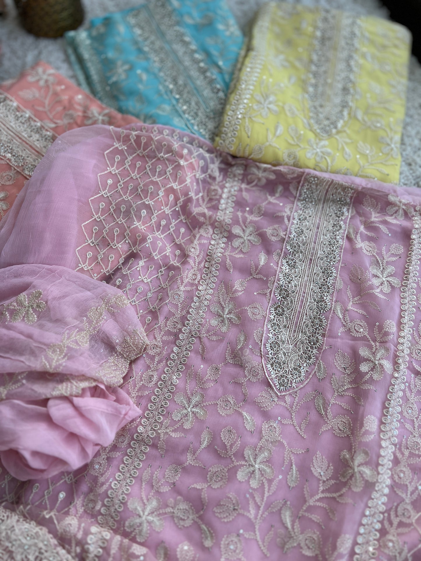 Dazzling Pure Chiffon Chikankari Salwar suit