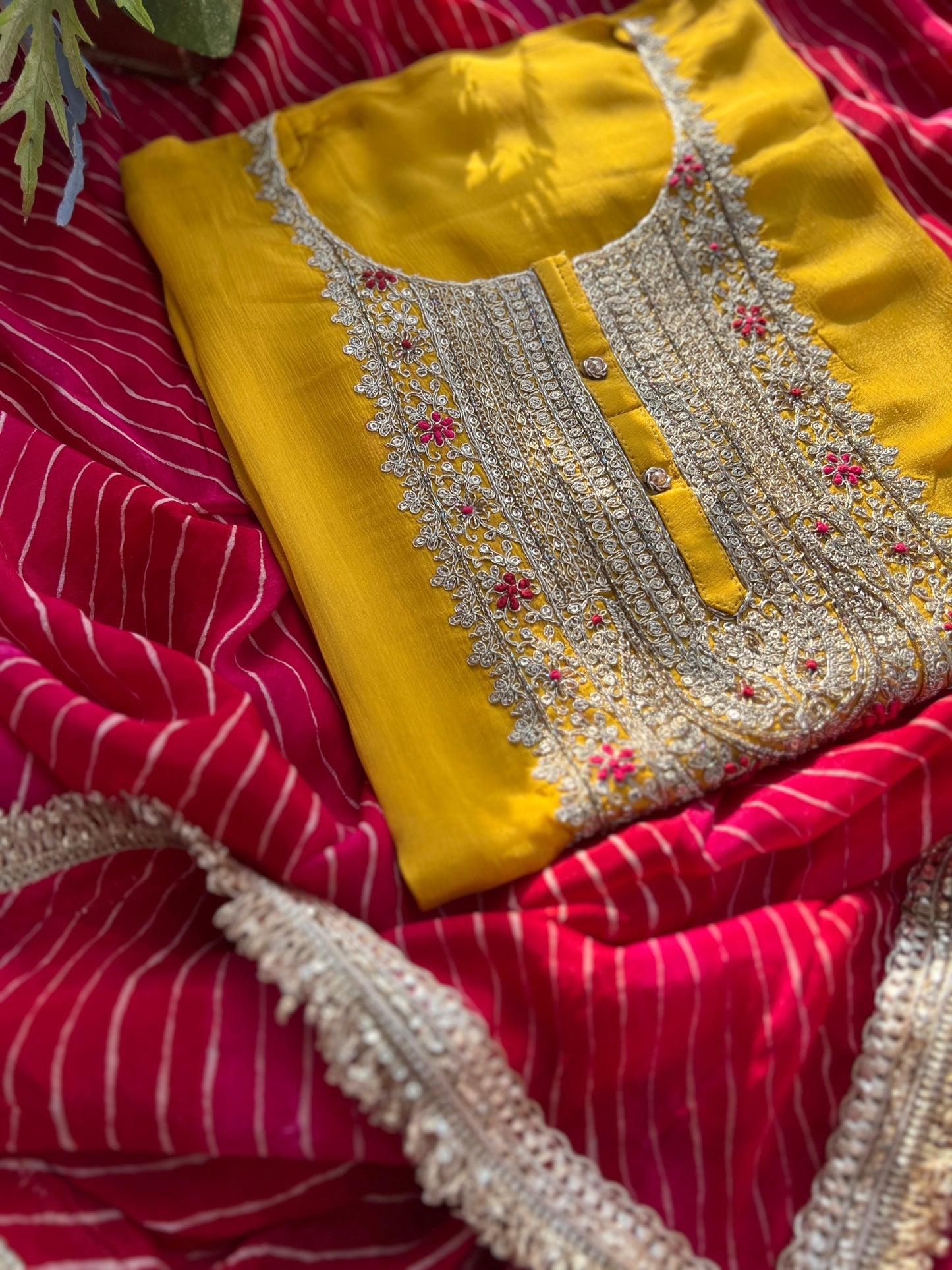 Festive in Every Thread – Mustard Yellow & Gota Bandhej Elegance”