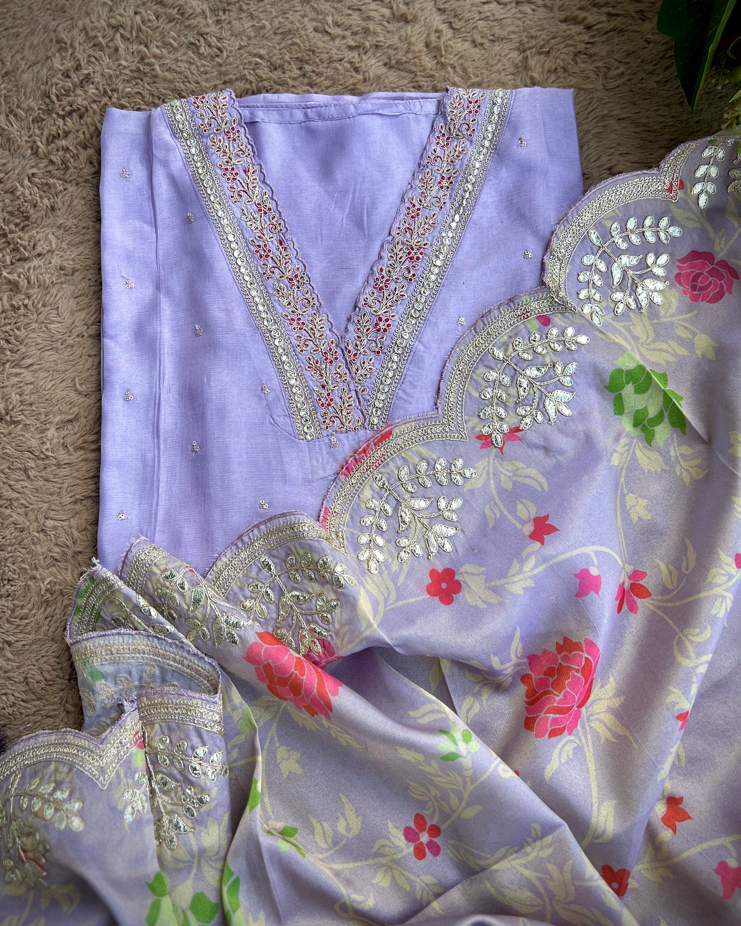 Elegant Shimmer Maslin Silk Suit with Gota Work & Fancy Party Wear Dupatta ✨