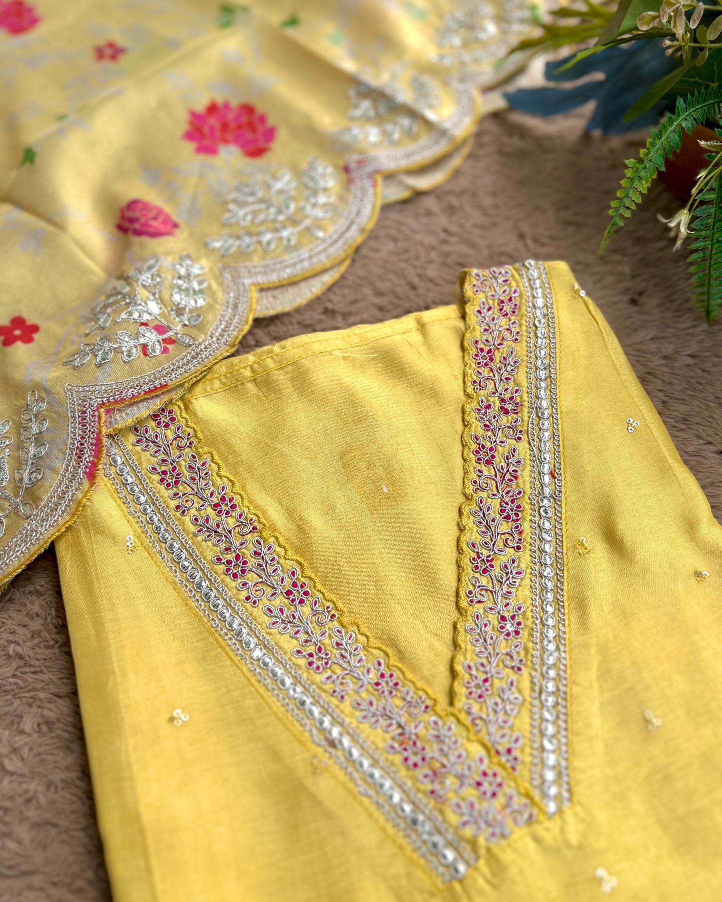 Elegant Shimmer Maslin Silk Suit with Gota Work & Fancy Party Wear Dupatta ✨