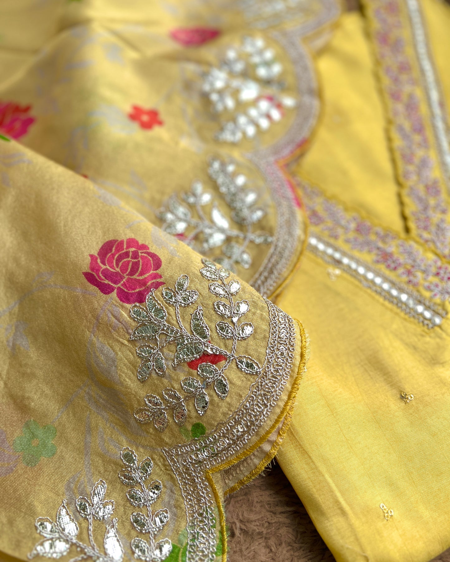 Elegant Shimmer Maslin Silk Suit with Gota Work & Fancy Party Wear Dupatta ✨