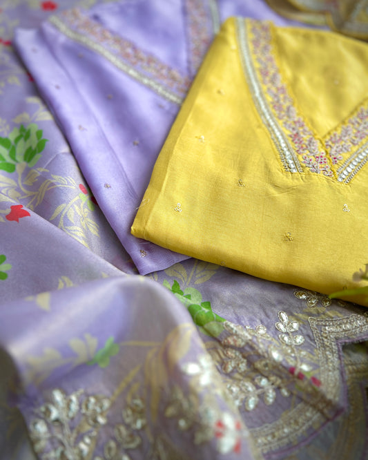 Elegant Shimmer Maslin Silk Suit with Gota Work & Fancy Party Wear Dupatta β¨