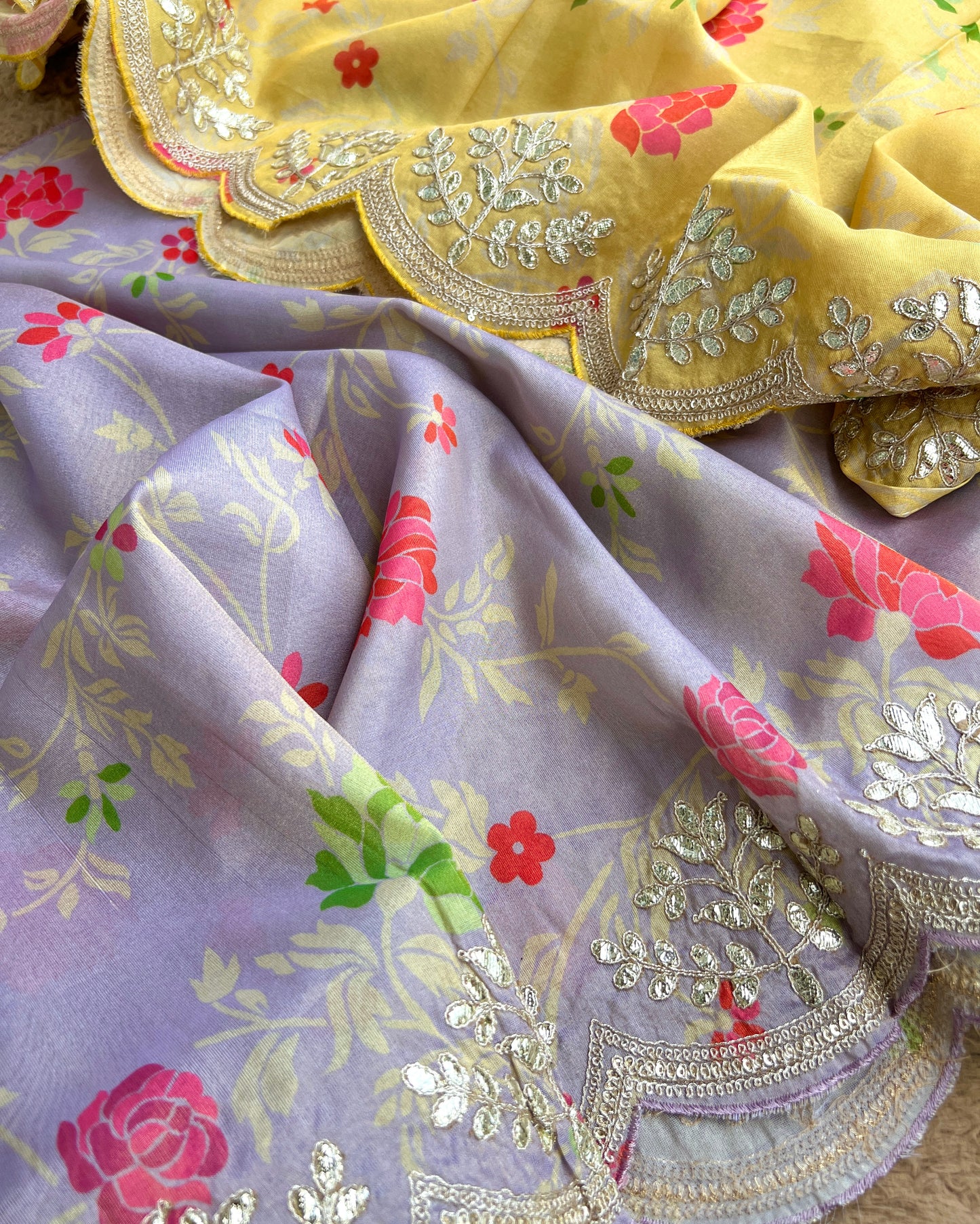 Elegant Shimmer Maslin Silk Suit with Gota Work & Fancy Party Wear Dupatta ✨