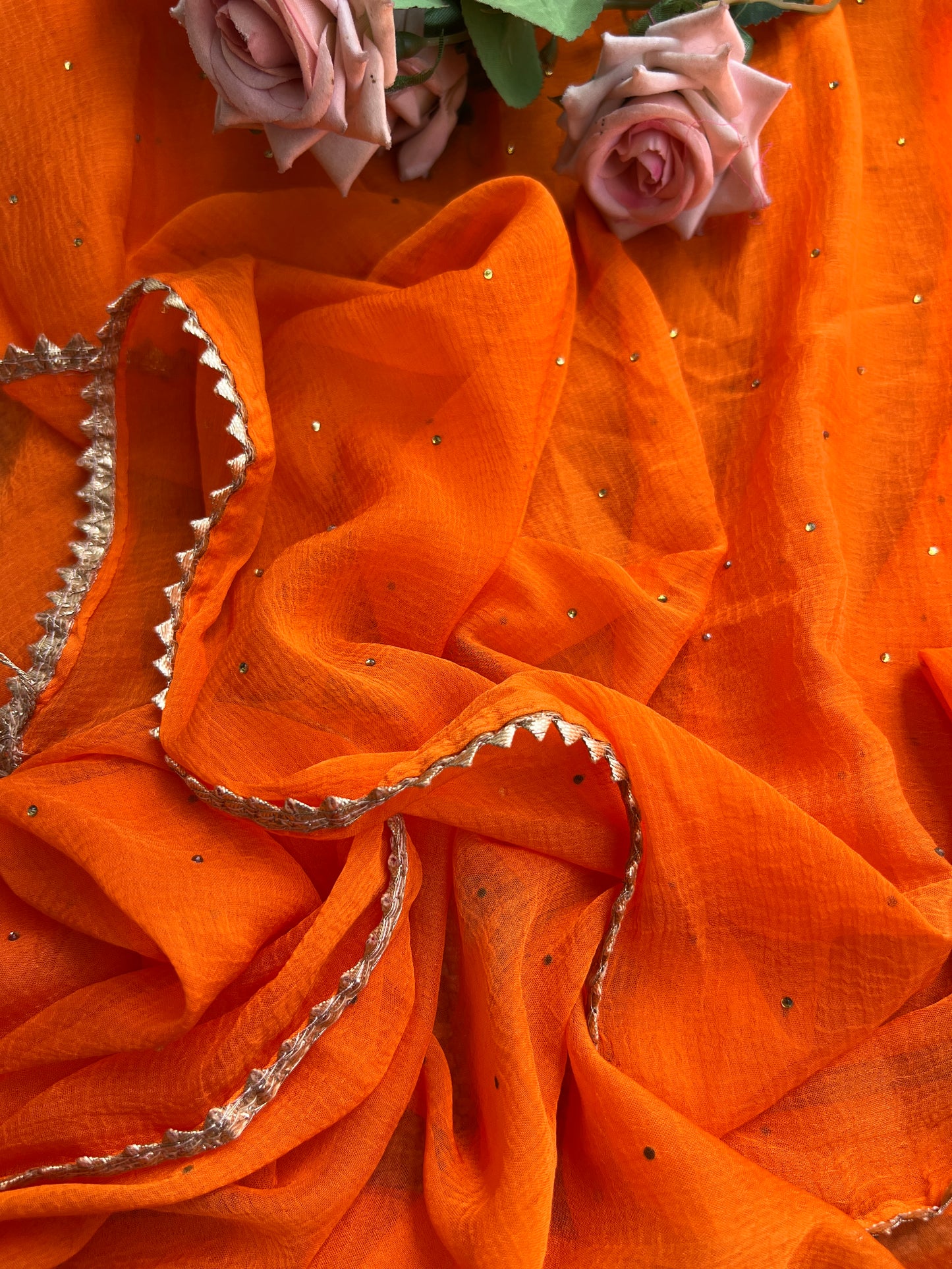 Bandhani with Hand Mirror Embroidery