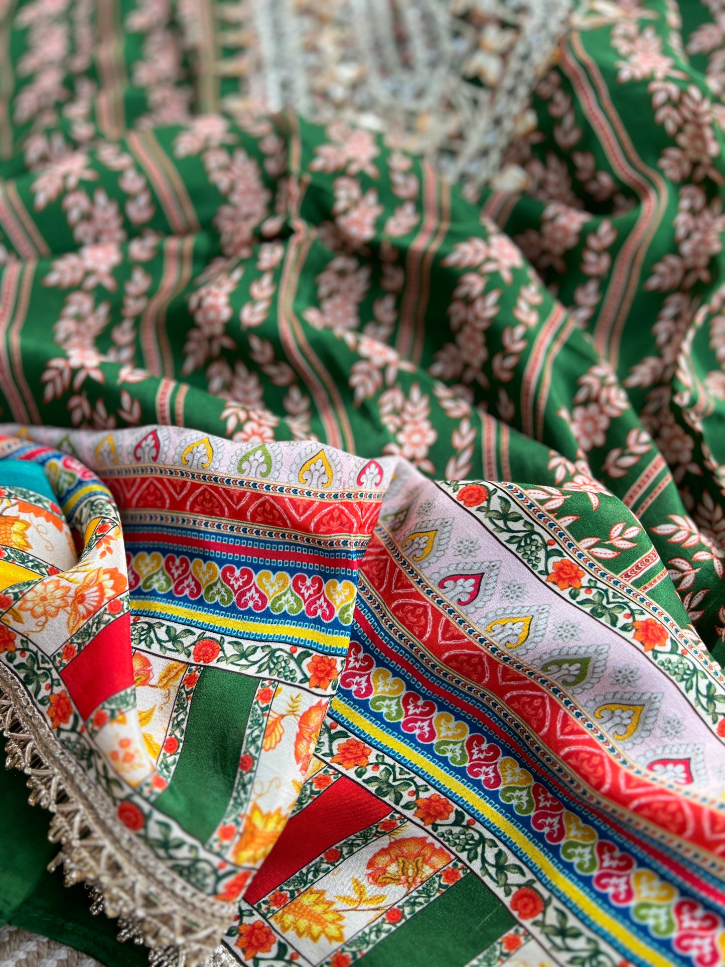 Floral Printed Crepe Gotapatti Salwar Suit