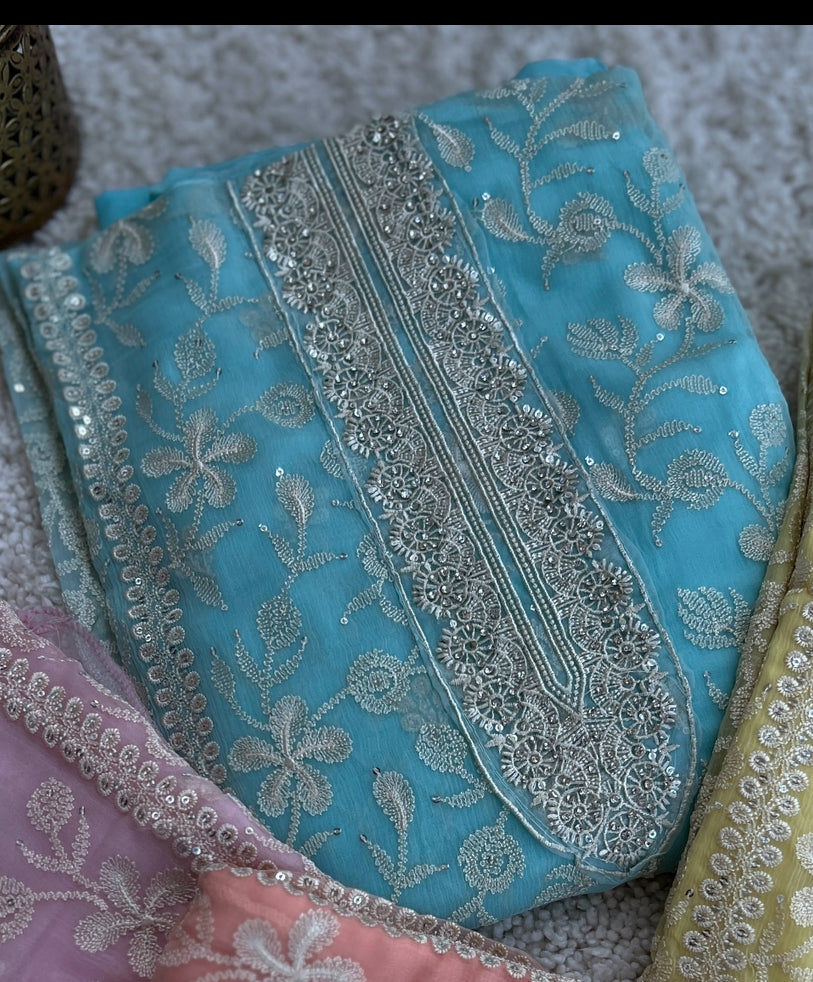Dazzling Pure Chiffon Chikankari Salwar suit