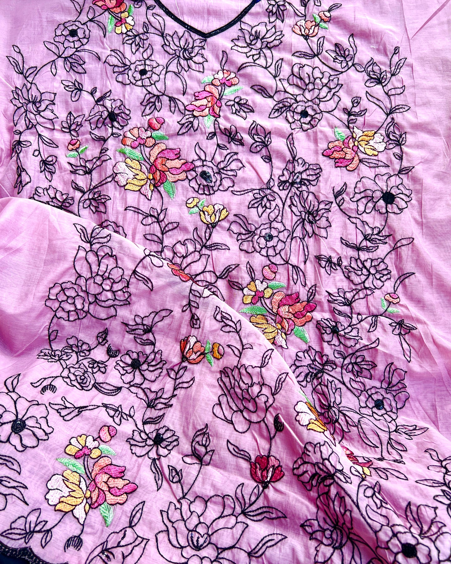 Embroidered Mal Chanderi Suit with Elegant Dupatta