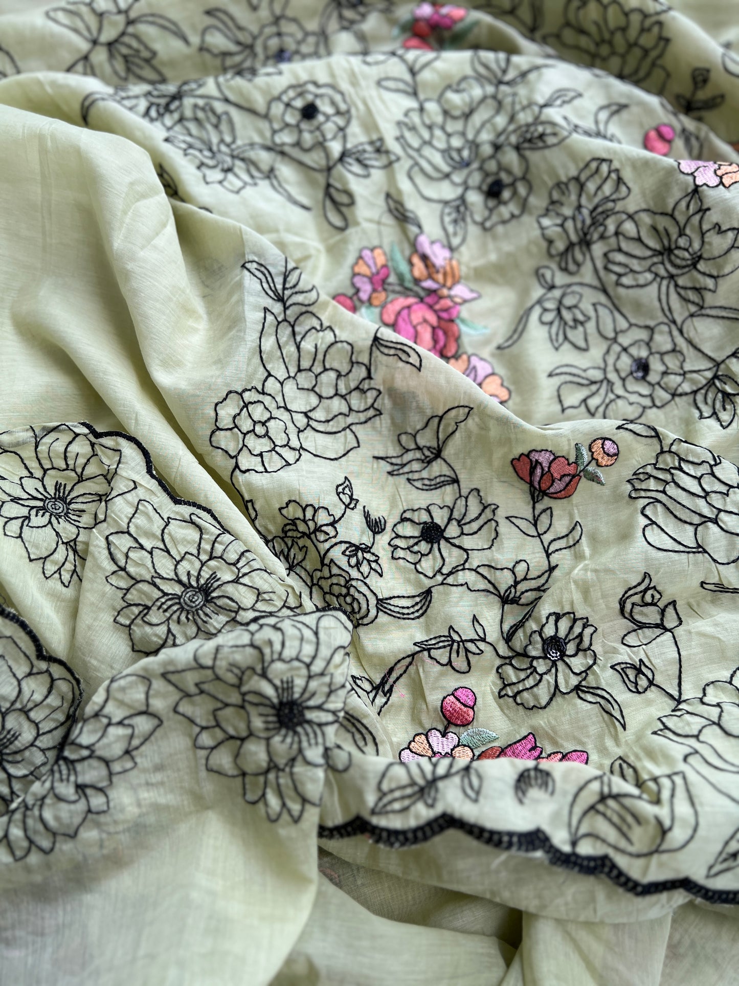 Embroidered Mal Chanderi Suit with Elegant Dupatta
