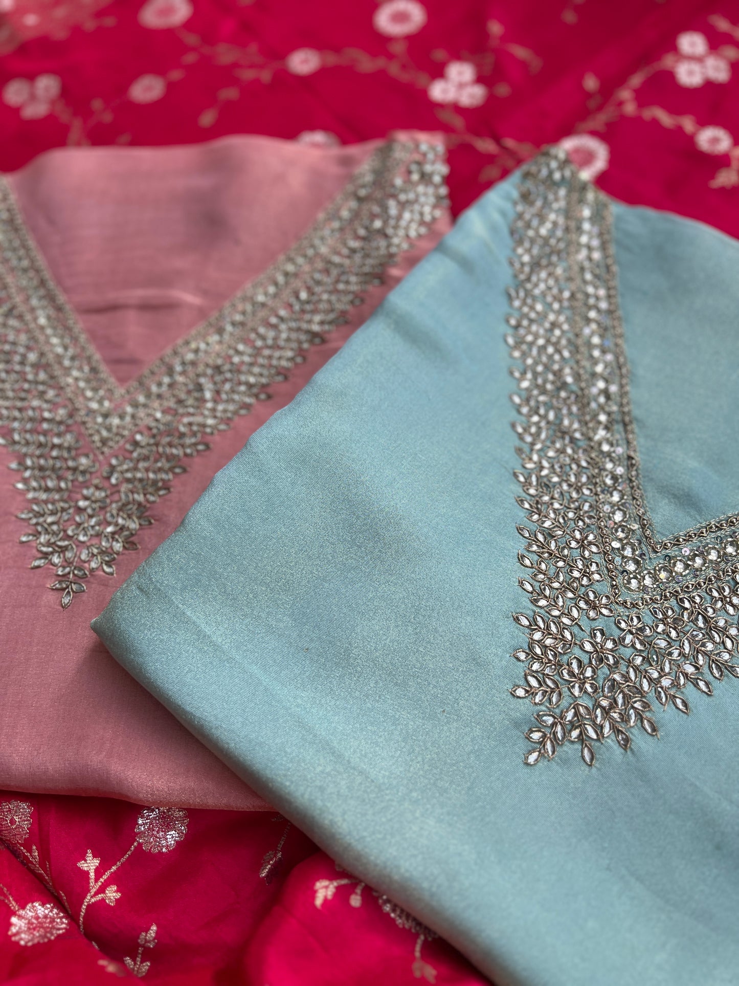 Elegant Shimmer Silk Suit with Dola Banarasi Dupatta ✨