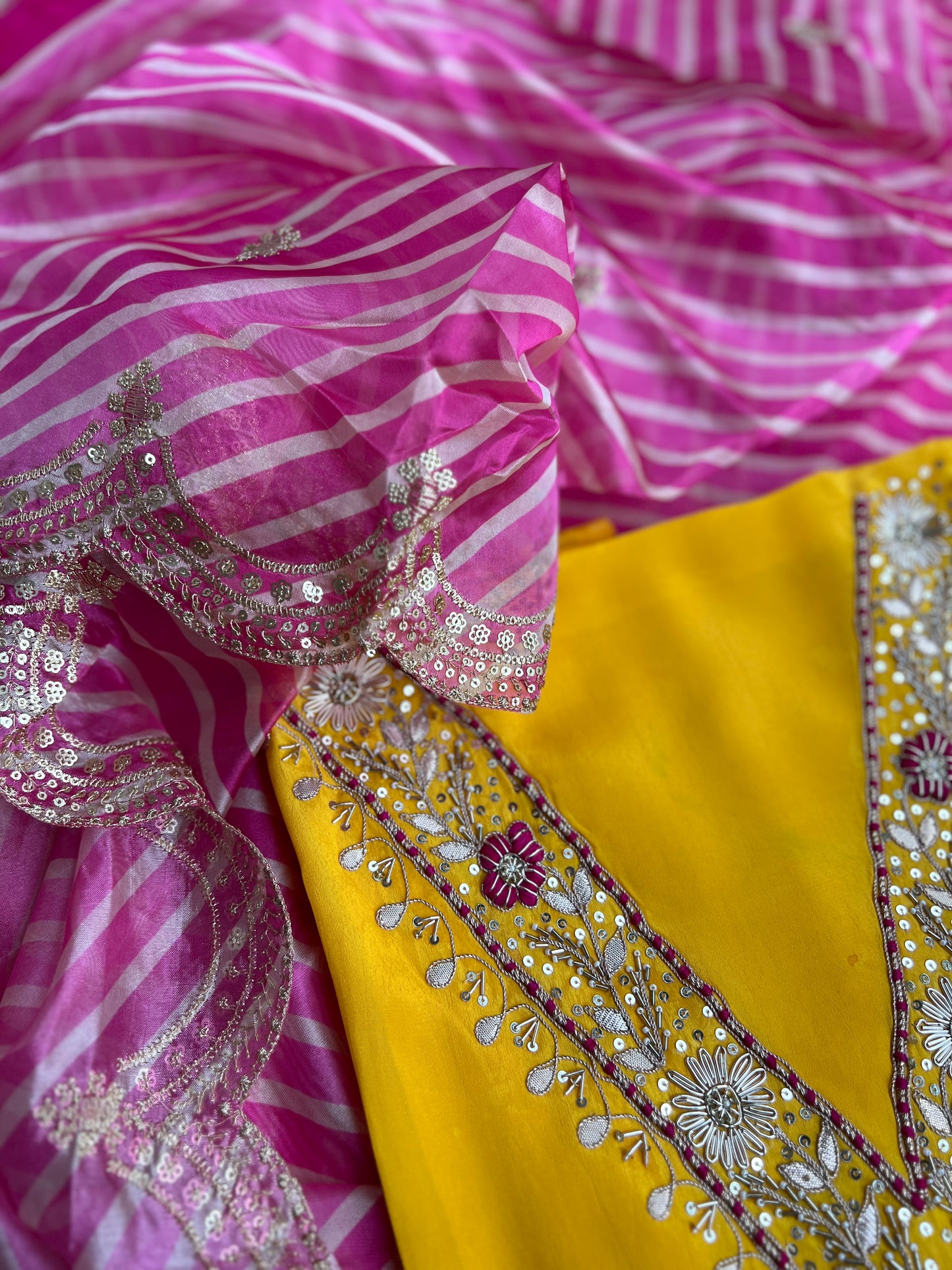 Exquisite V-Neck Butter Crepe Suit with Handcrafted Elegance