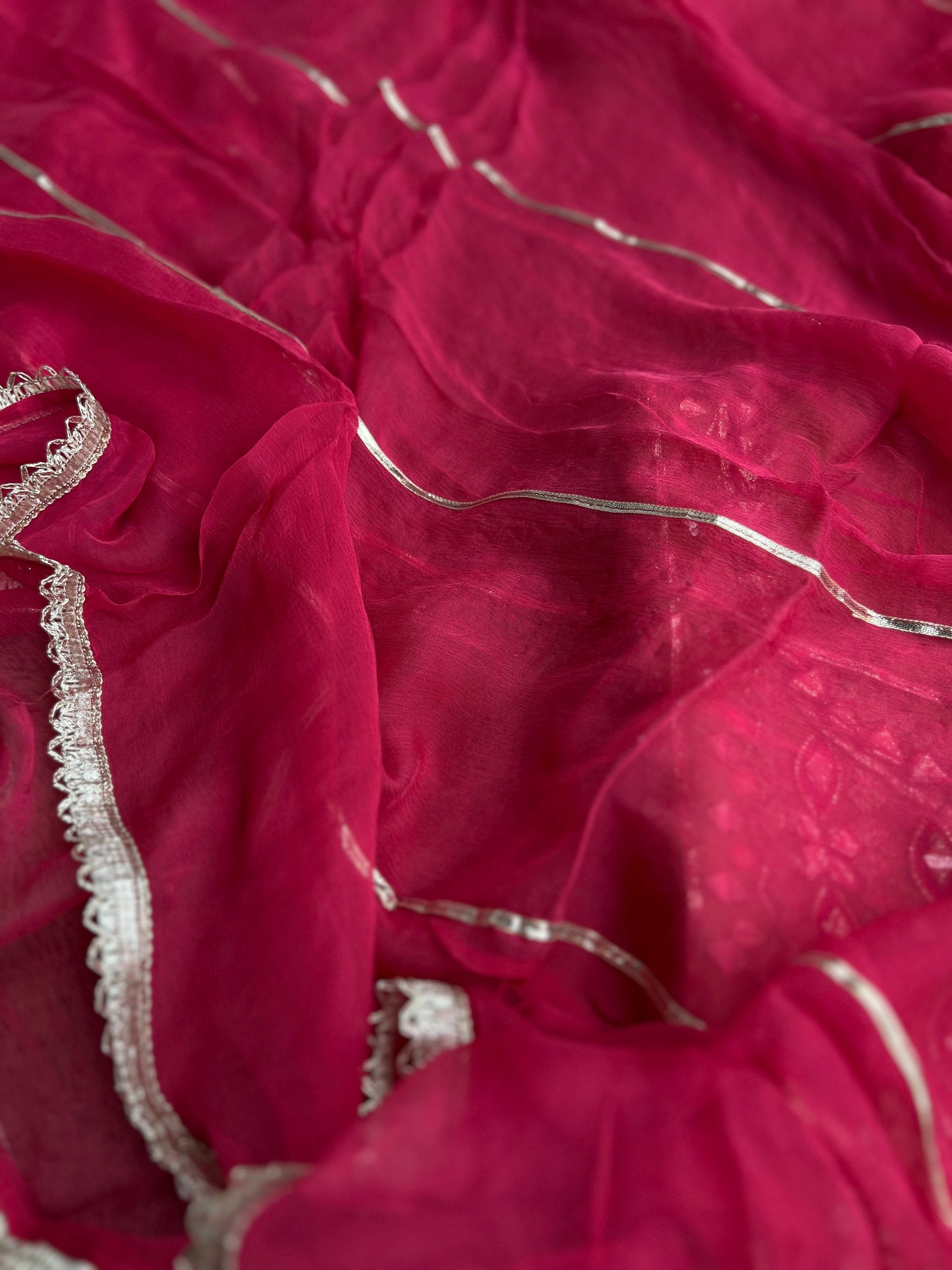Shimmer Silk Gotapatti Ensemble with Contrast Charm
