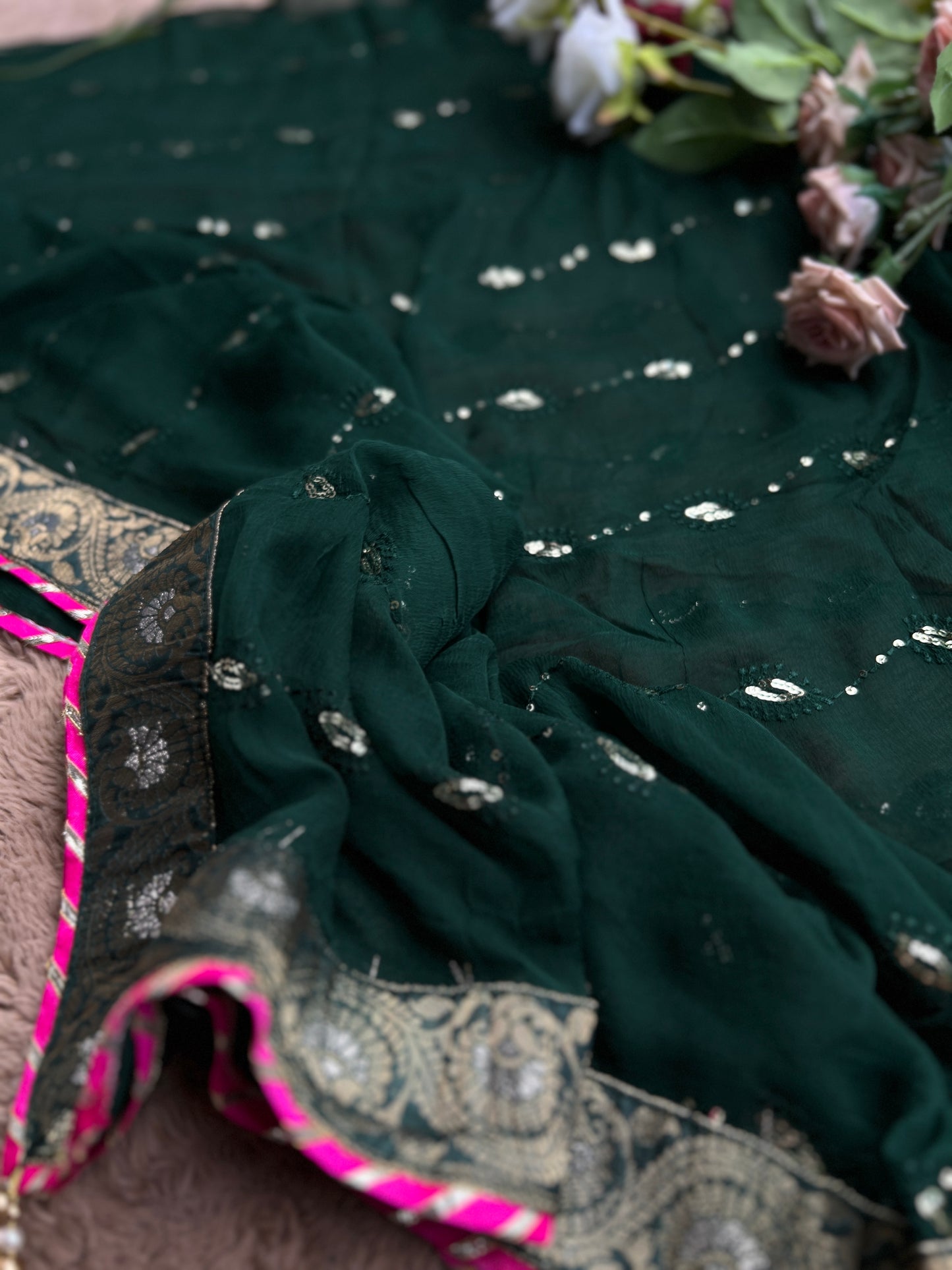 Mehandi Green Handwork Suit