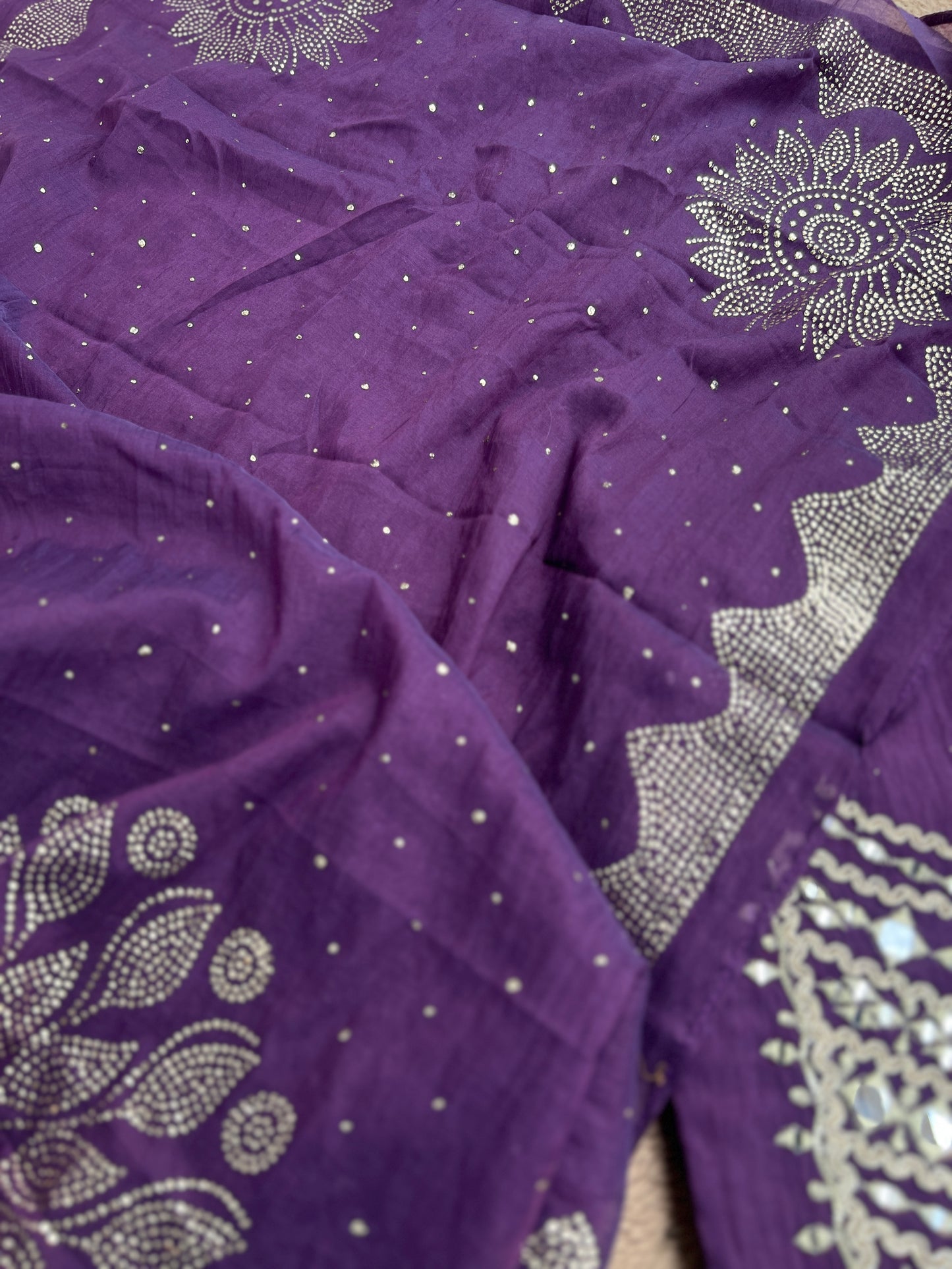 Mirror Embroidered Mal Chanderi with Mukesh Elegance