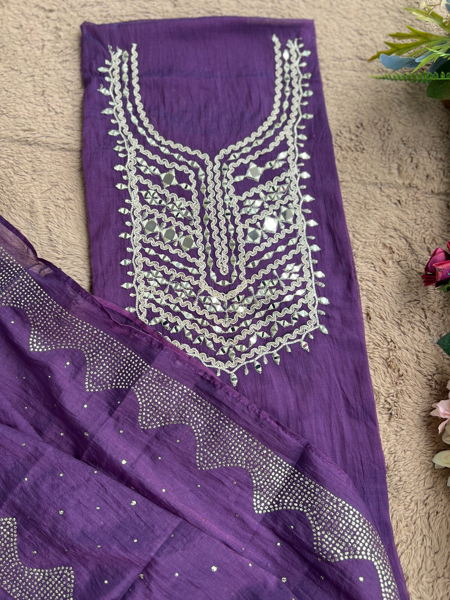 Mirror Embroidered Mal Chanderi with Mukesh Elegance