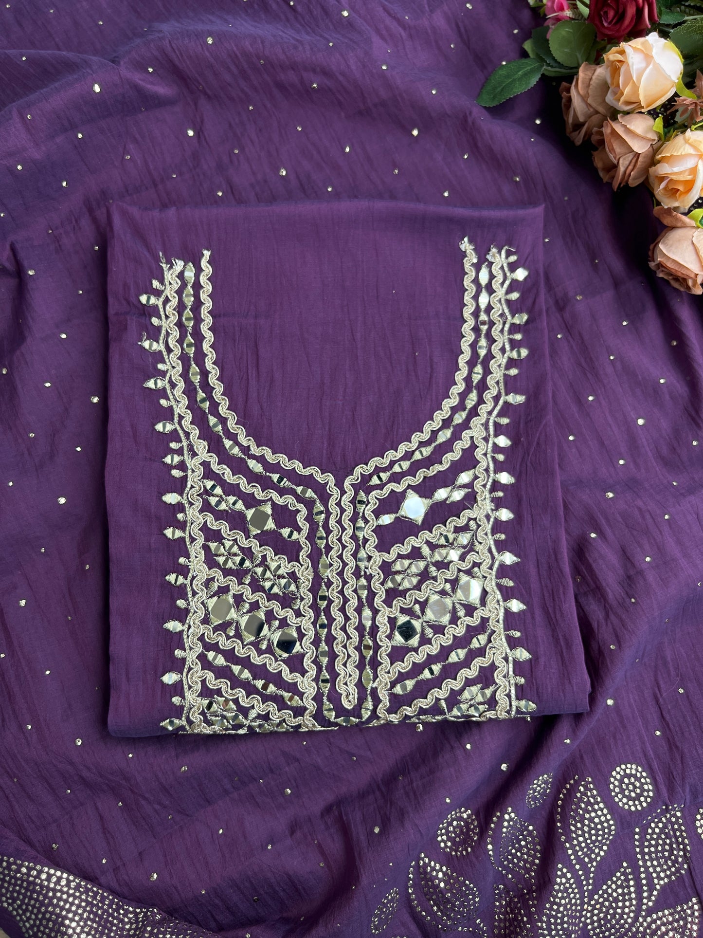 Mirror Embroidered Mal Chanderi with Mukesh Elegance