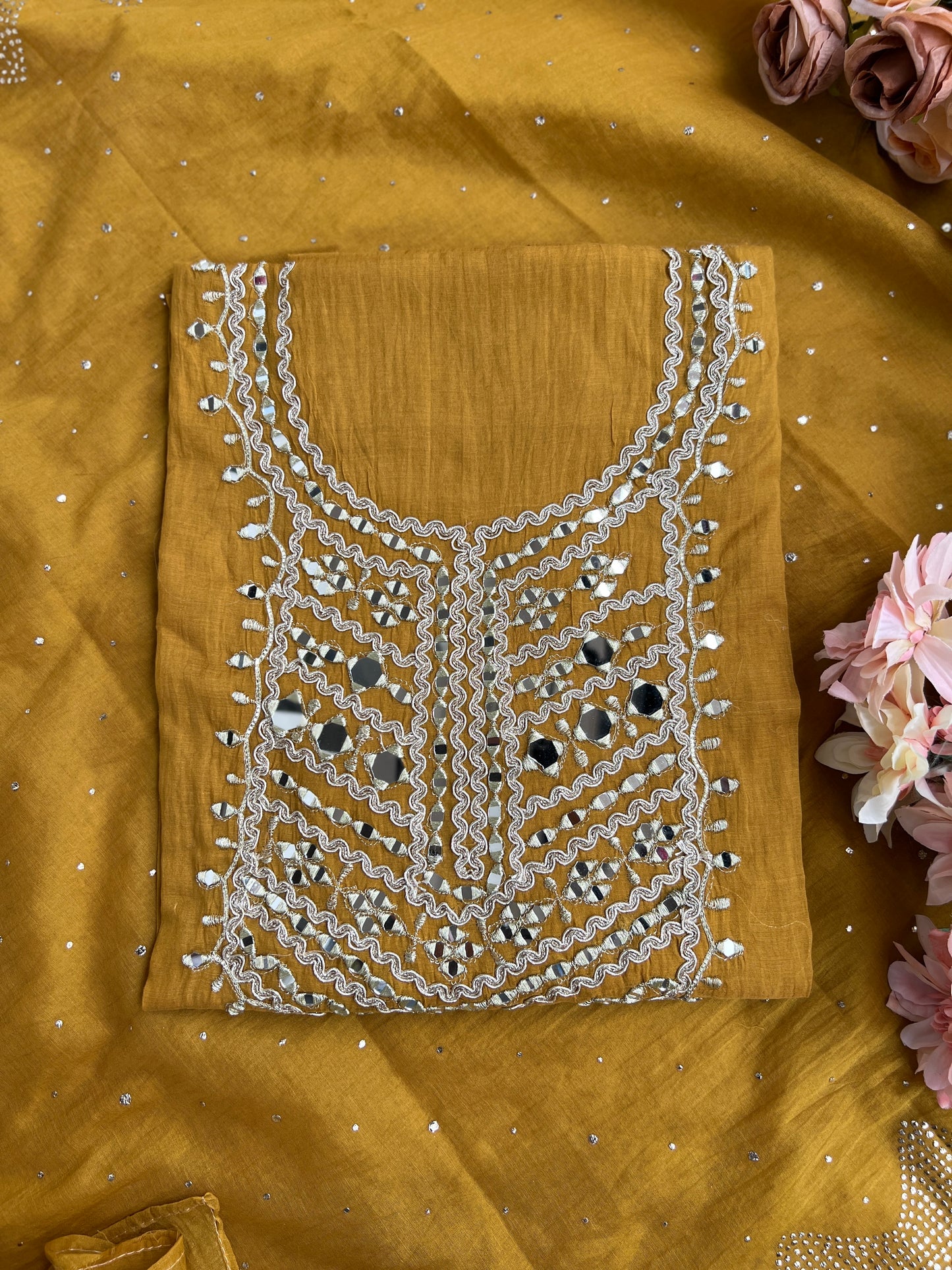 Mirror Embroidered Mal Chanderi with Mukesh Elegance