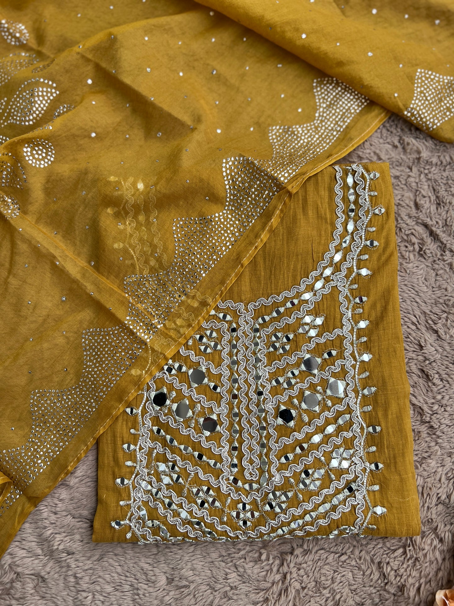 Mirror Embroidered Mal Chanderi with Mukesh Elegance