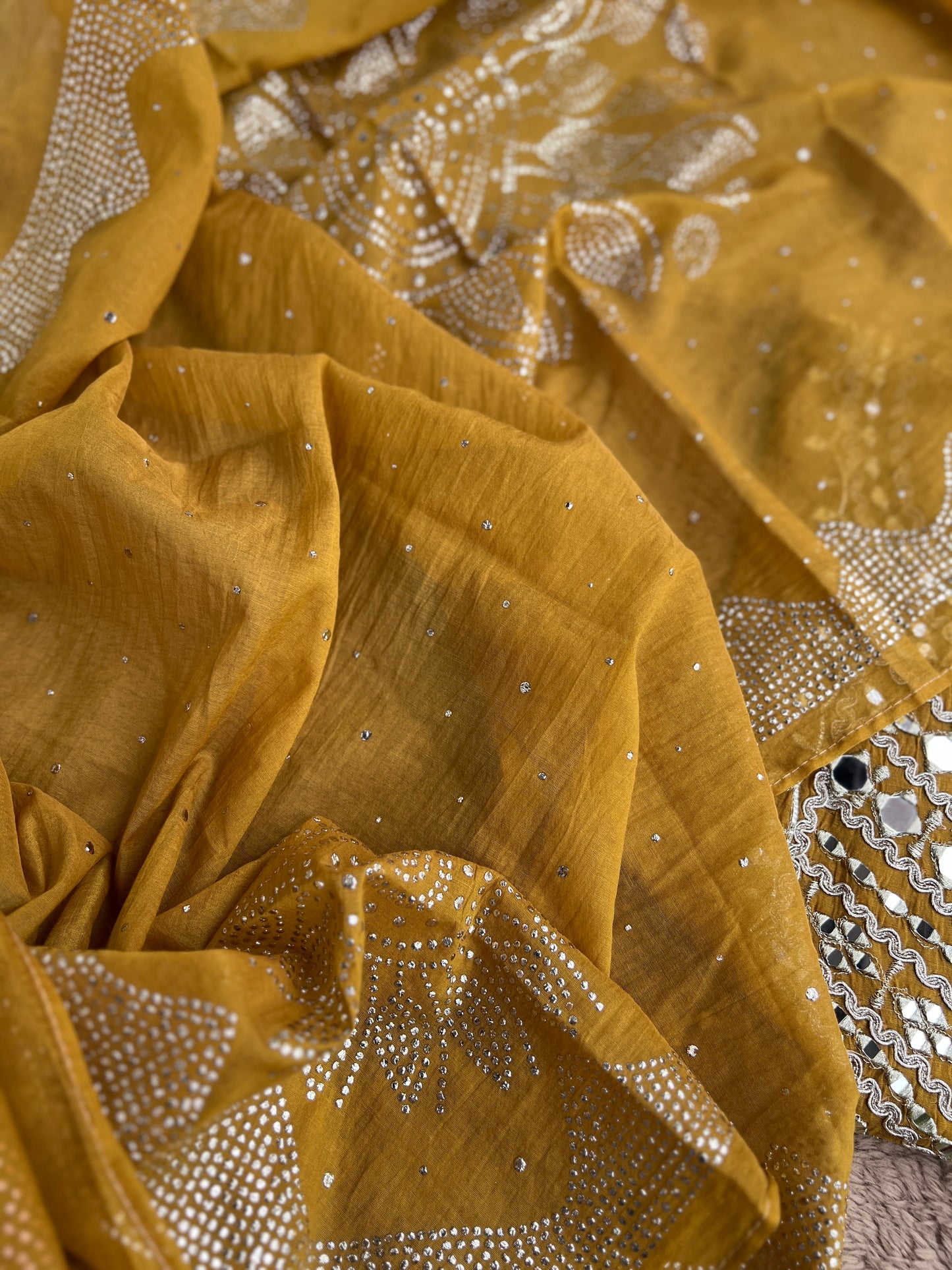 Mirror Embroidered Mal Chanderi with Mukesh Elegance