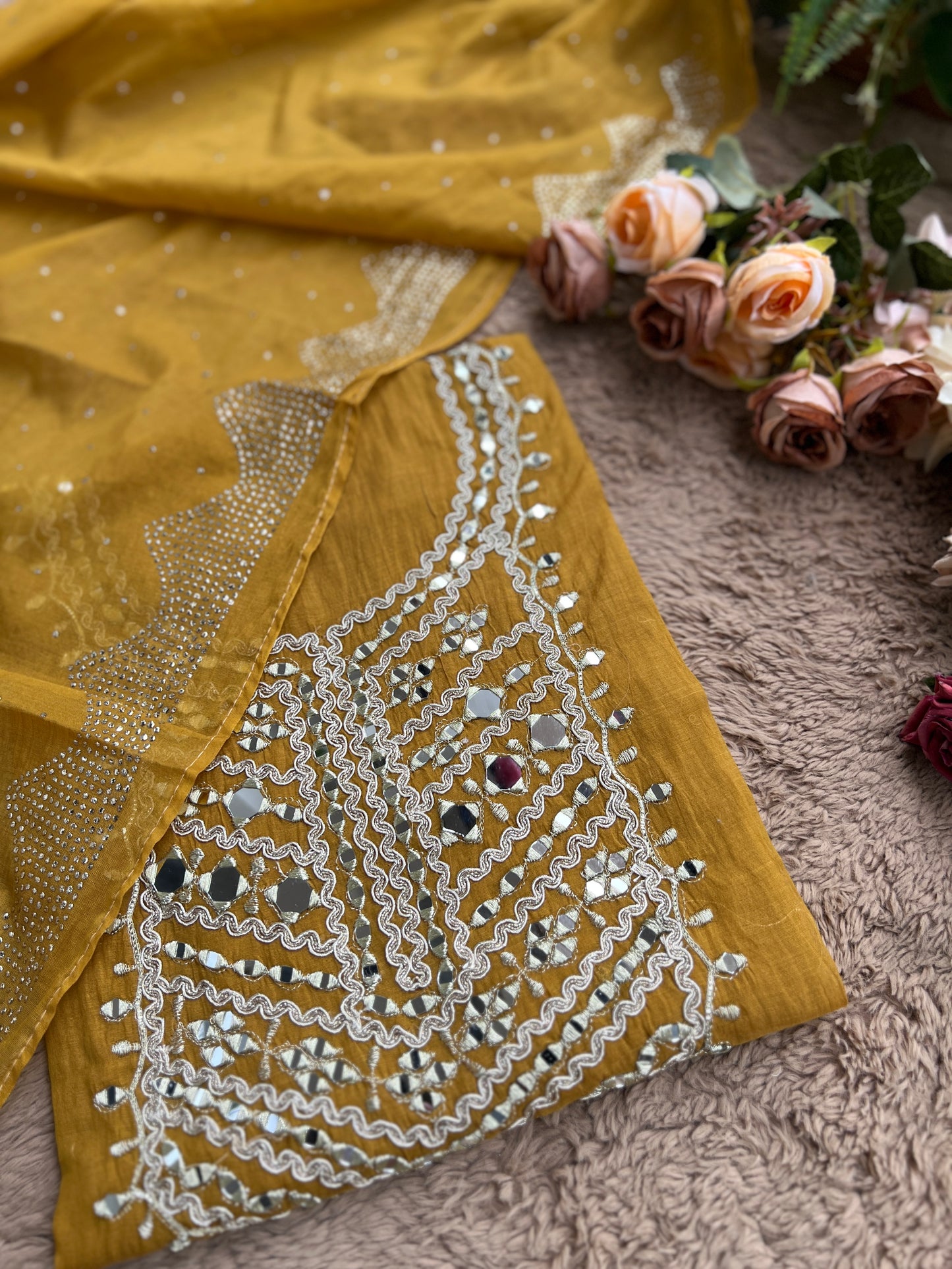 Mirror Embroidered Mal Chanderi with Mukesh Elegance